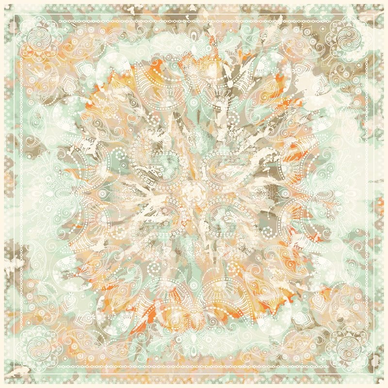 EŞARPDesenli İtalyan Şifon Eşarp Askısı ile Birlikte 110x110 cm