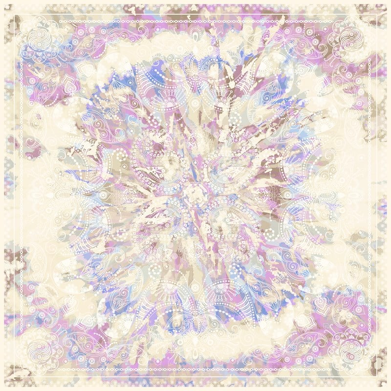 EŞARPDesenli İtalyan Şifon Eşarp Askısı ile Birlikte 110x110 cm