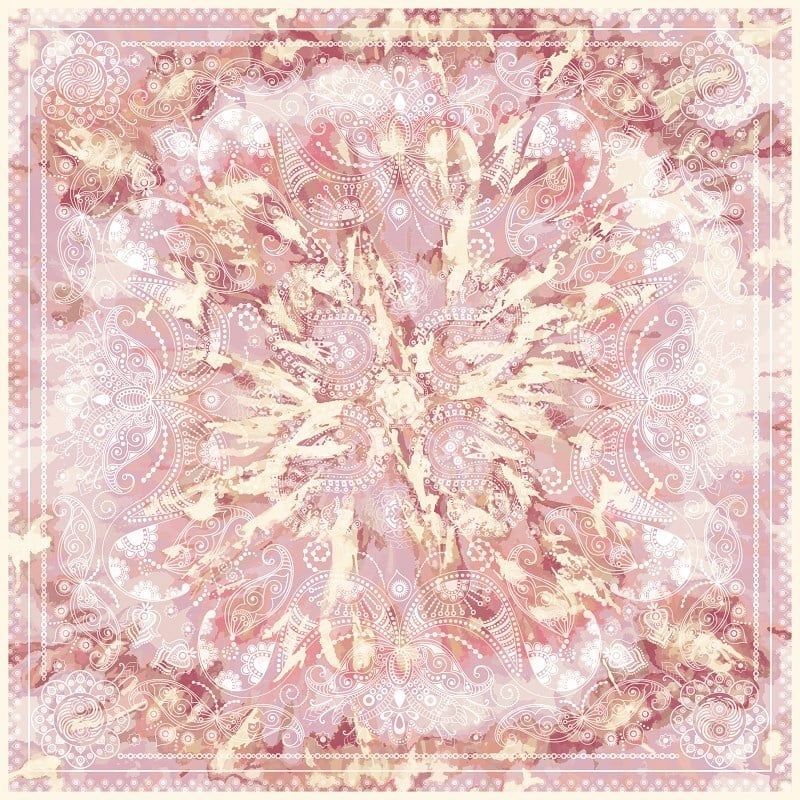 EŞARPDesenli İtalyan Şifon Eşarp Askısı ile Birlikte 110x110 cm