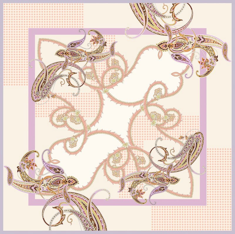 ScarfDesenli İtalyan Şifon Eşarp Askısı ile Birlikte 110x110 cm
