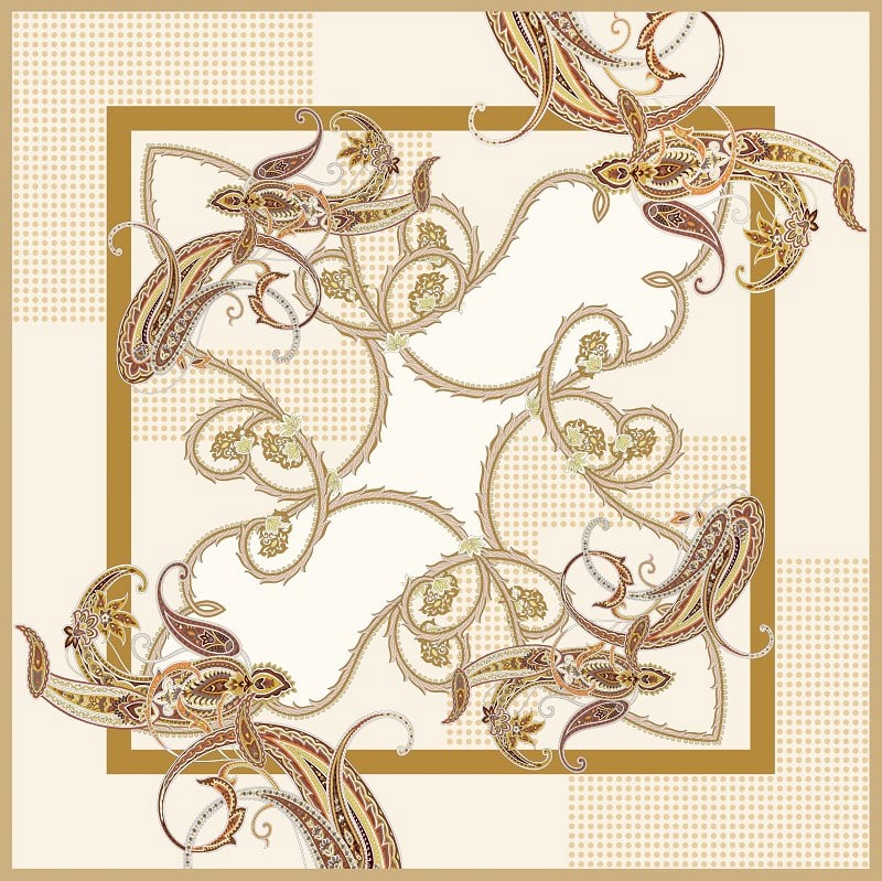 ScarfDesenli İtalyan Şifon Eşarp Askısı ile Birlikte 110x110 cm