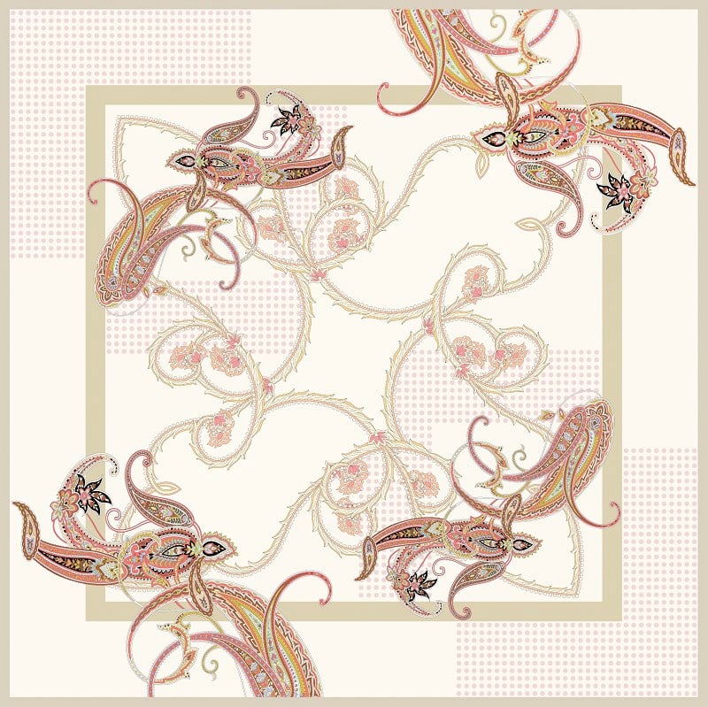 ScarfDesenli İtalyan Şifon Eşarp Askısı ile Birlikte 110x110 cm