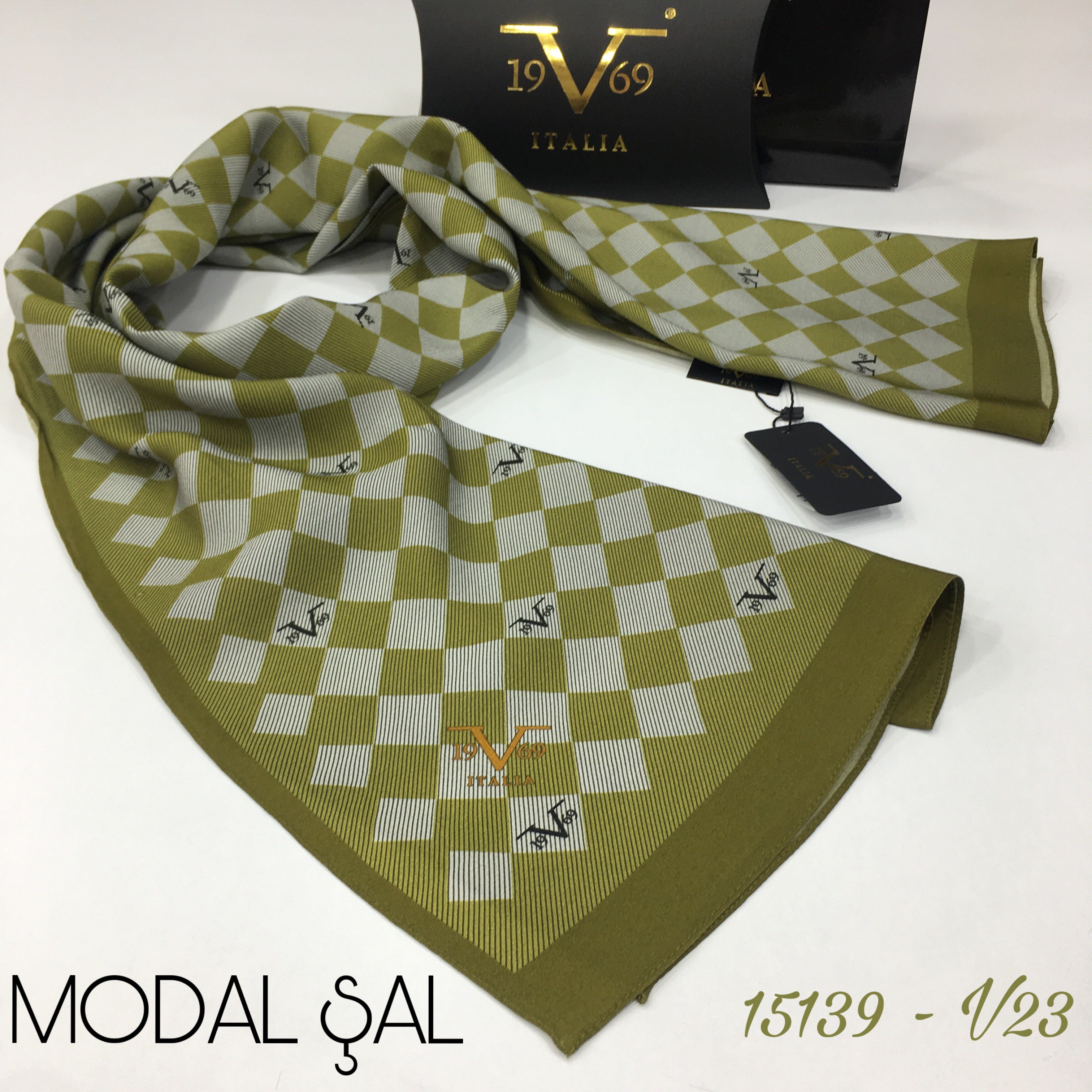 ŞALGeometrik Desen Modal Seri Şal Askısı ile Birlikte 75x190 cm