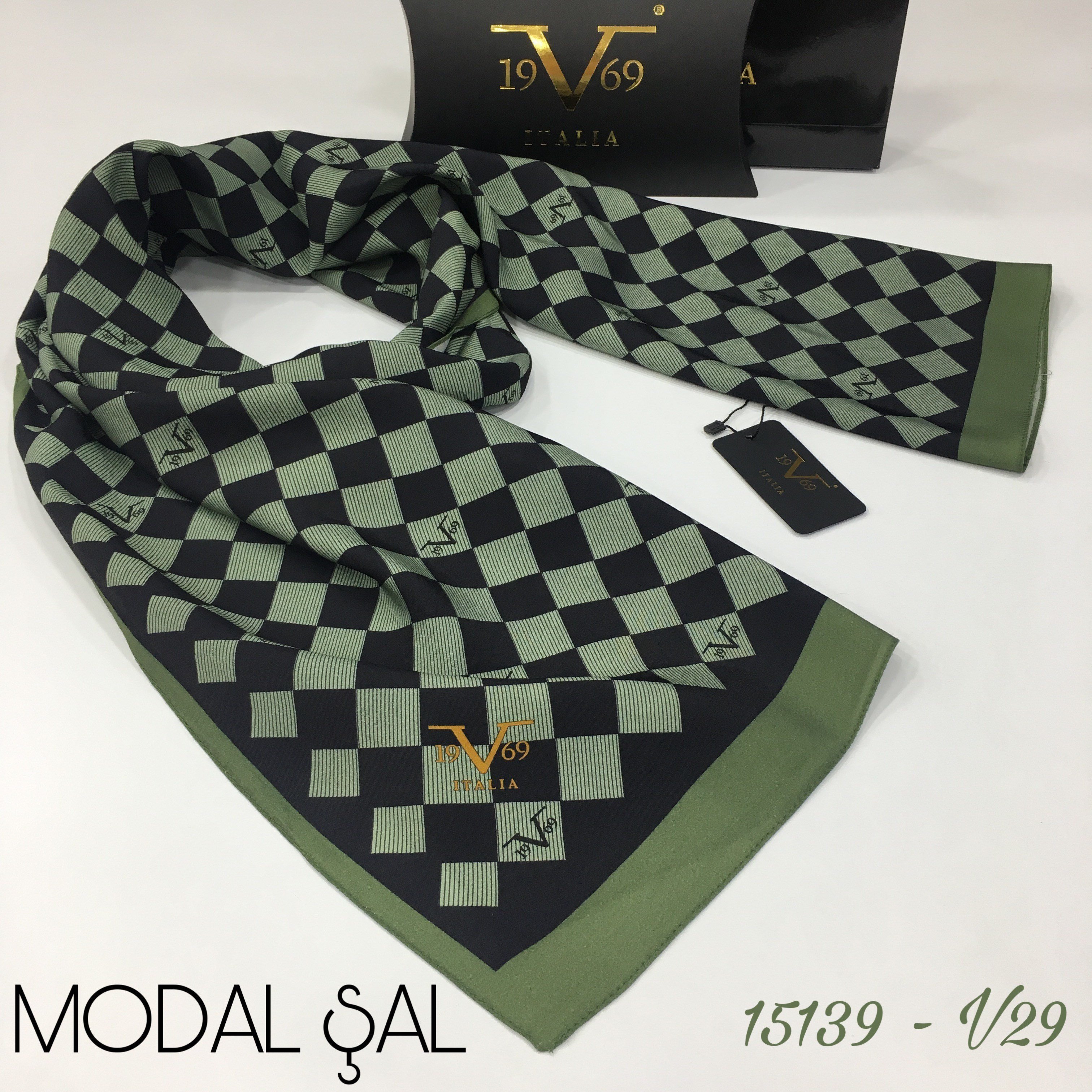 ŞALGeometrik Desen Modal Seri Şal Askısı ile Birlikte 75x190 cm