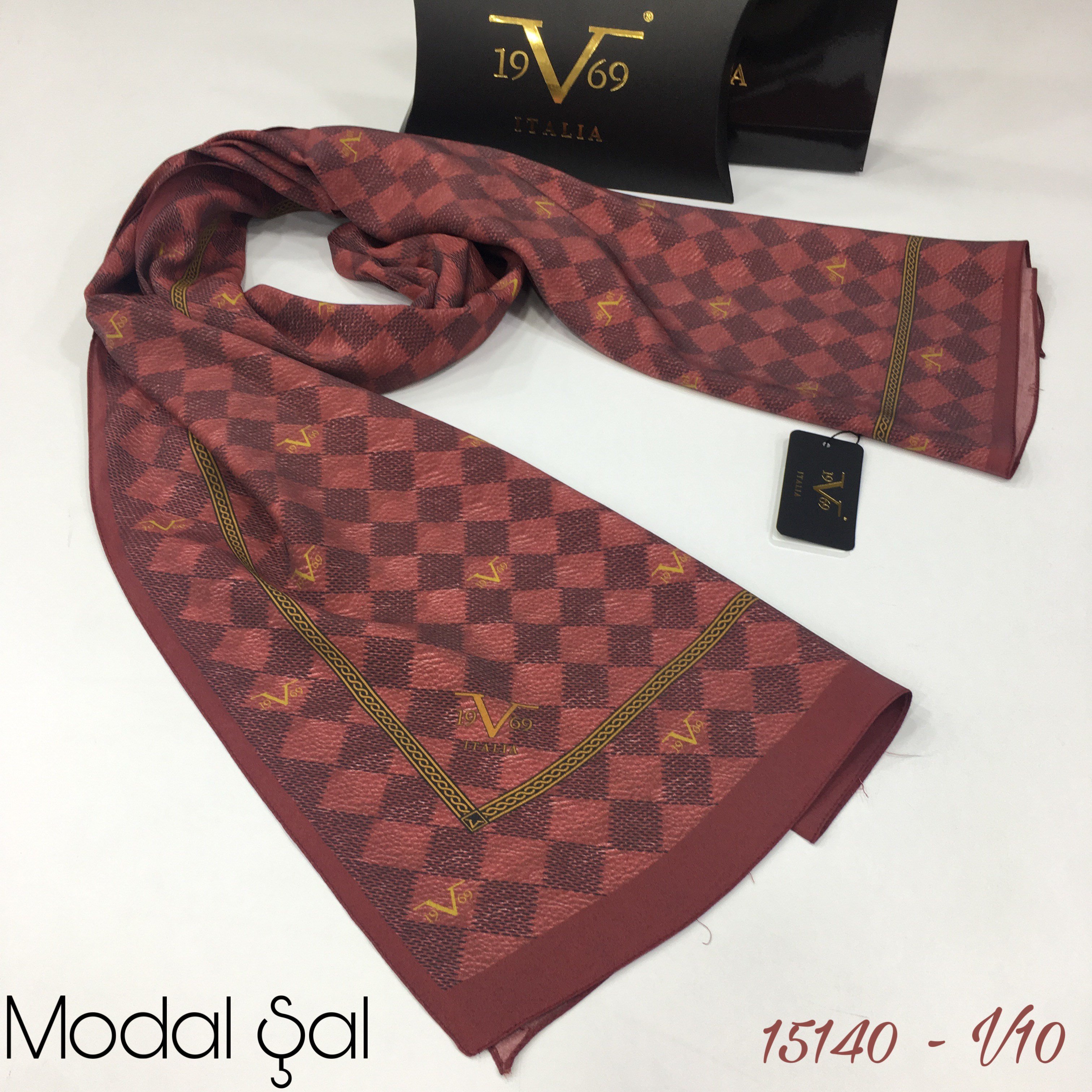 MODAL ŞALGeometrik Desen Modal Seri Şal Askısı ile Birlikte 75x190 cm