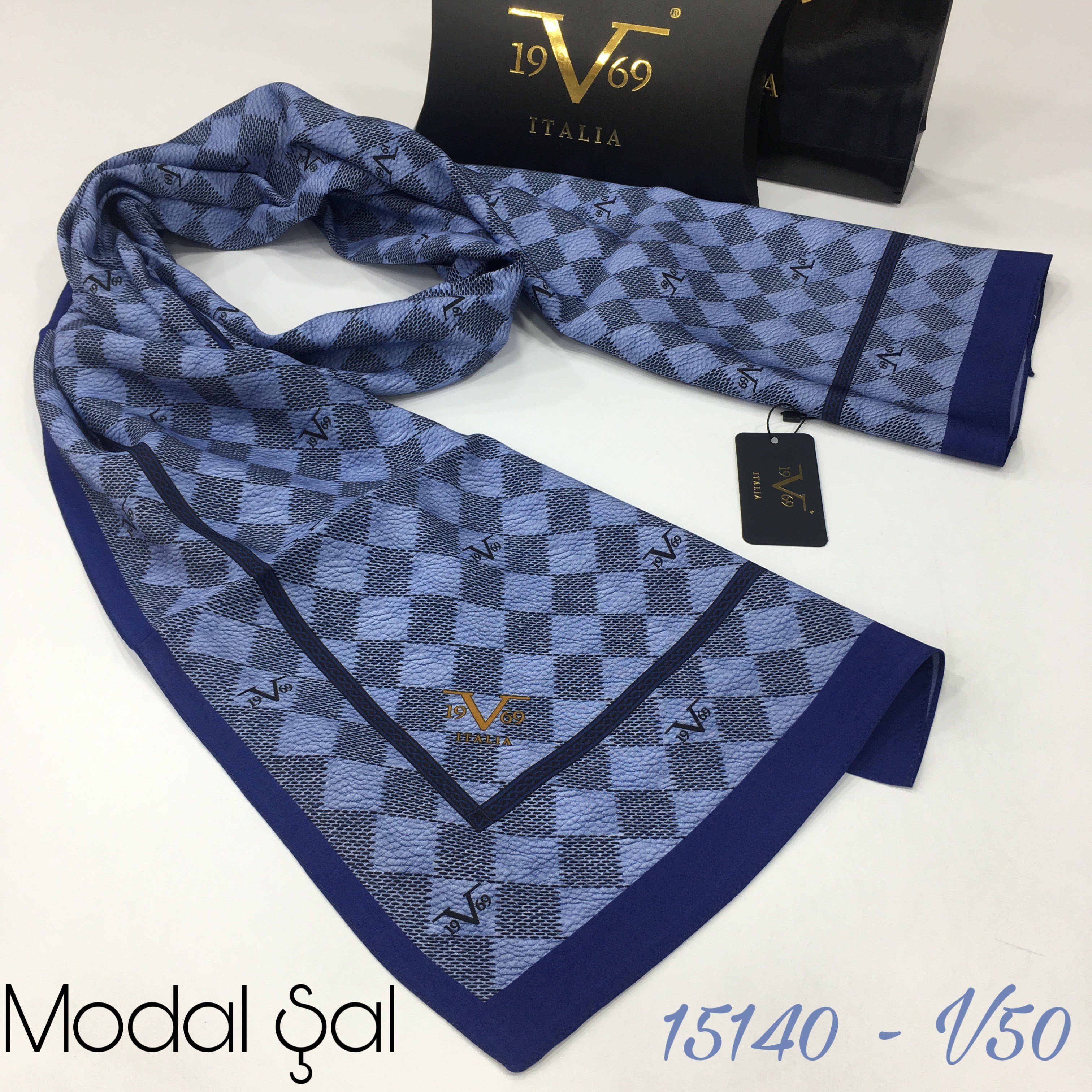 MODAL ŞALGeometrik Desen Modal Seri Şal Askısı ile Birlikte 75x190 cm