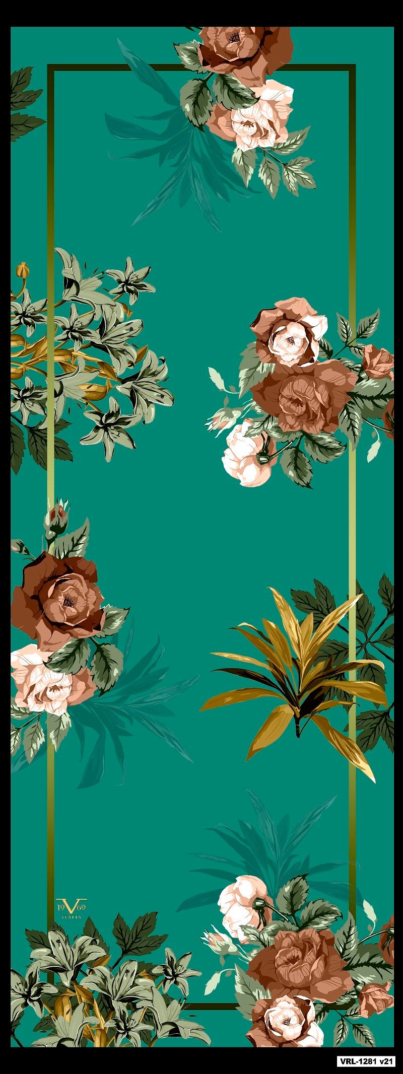ŞALÇiçekli Desen Palermo Seri Şal Askısı ile Birlikte 75x200 cm