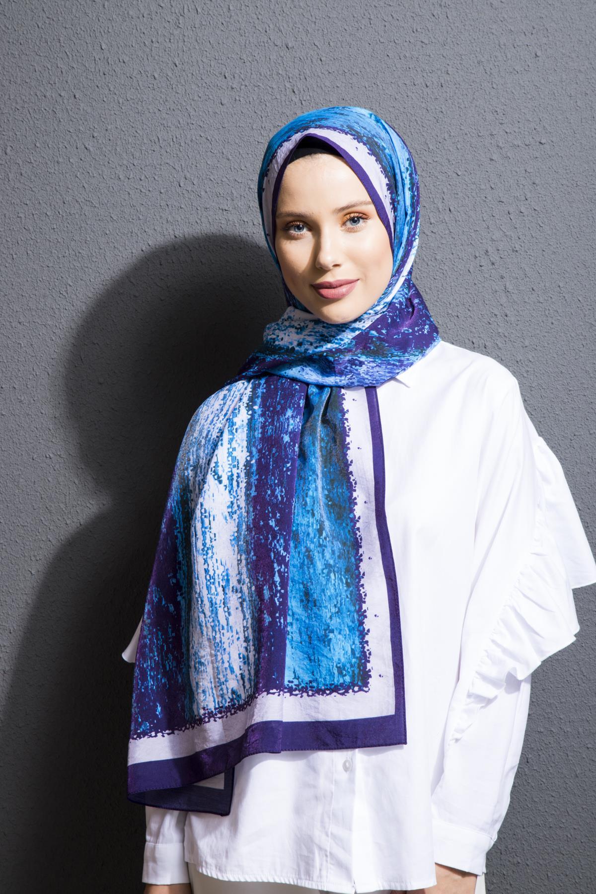Çizgili Desen Elegante Seri Viscon Şal Askısı ile Birlikte 75x200 cm