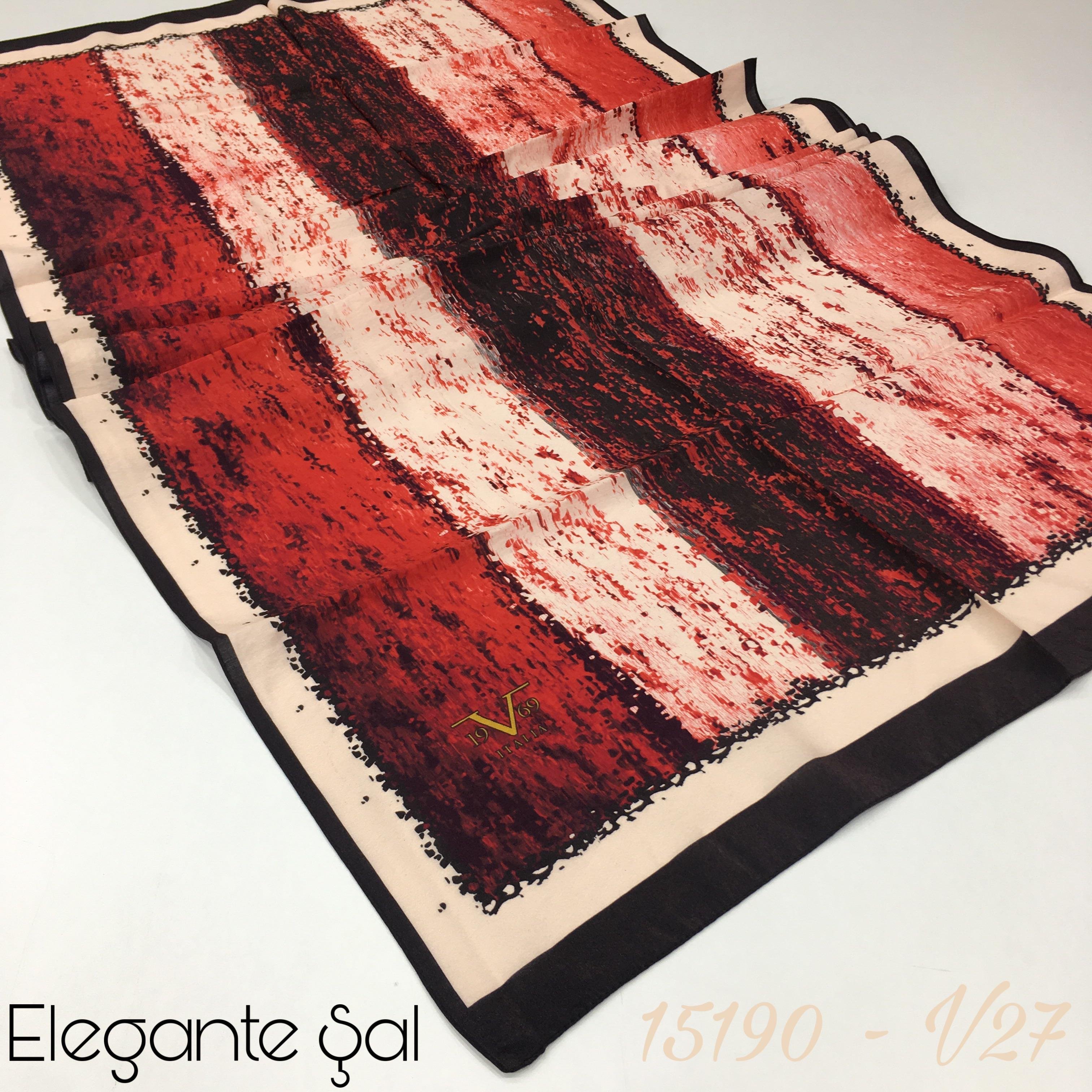 Çizgili Desen Elegante Seri Viscon Şal Askısı ile Birlikte 75x200 cm
