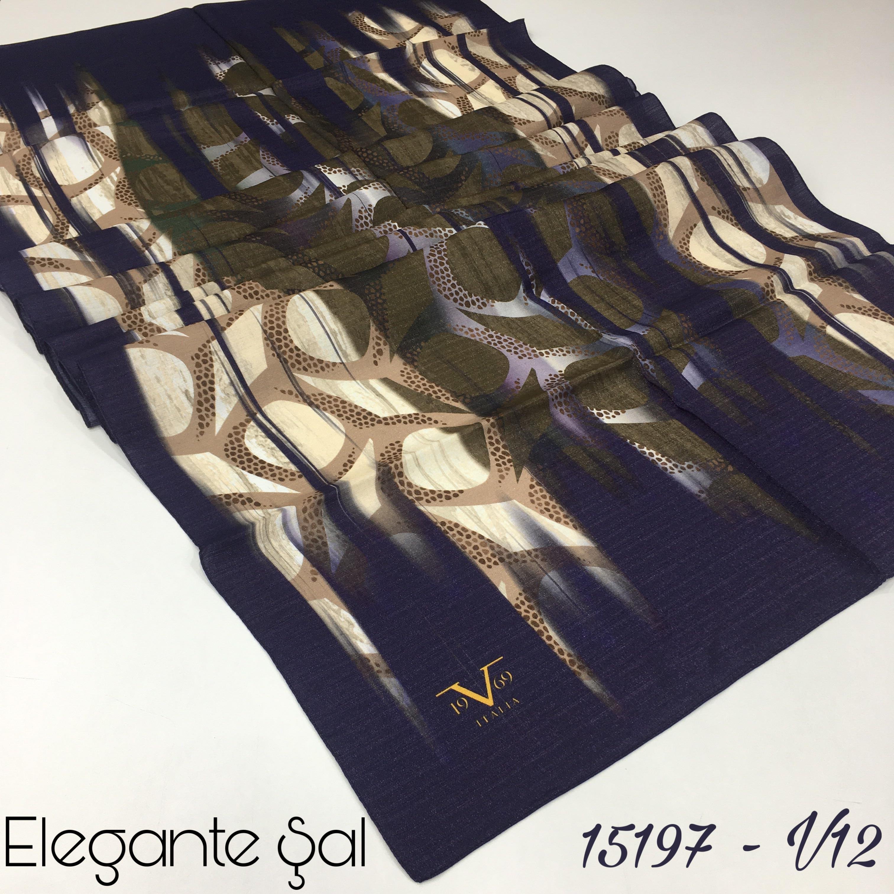 Geometrik Desen Elegante Seri Viscon Şal Askısı ile Birlikte 75x200 cm