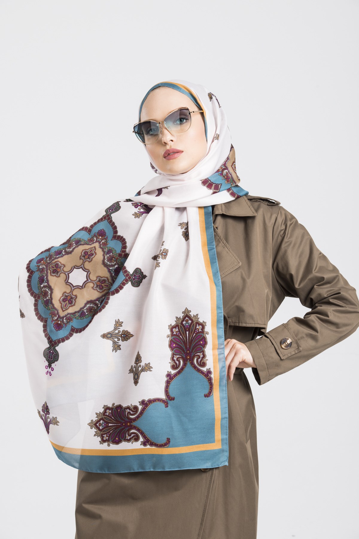 VENEZİA ŞALEtnik Desen Pavia Seri Şal Askısı ile Birlikte 90X200 cm
