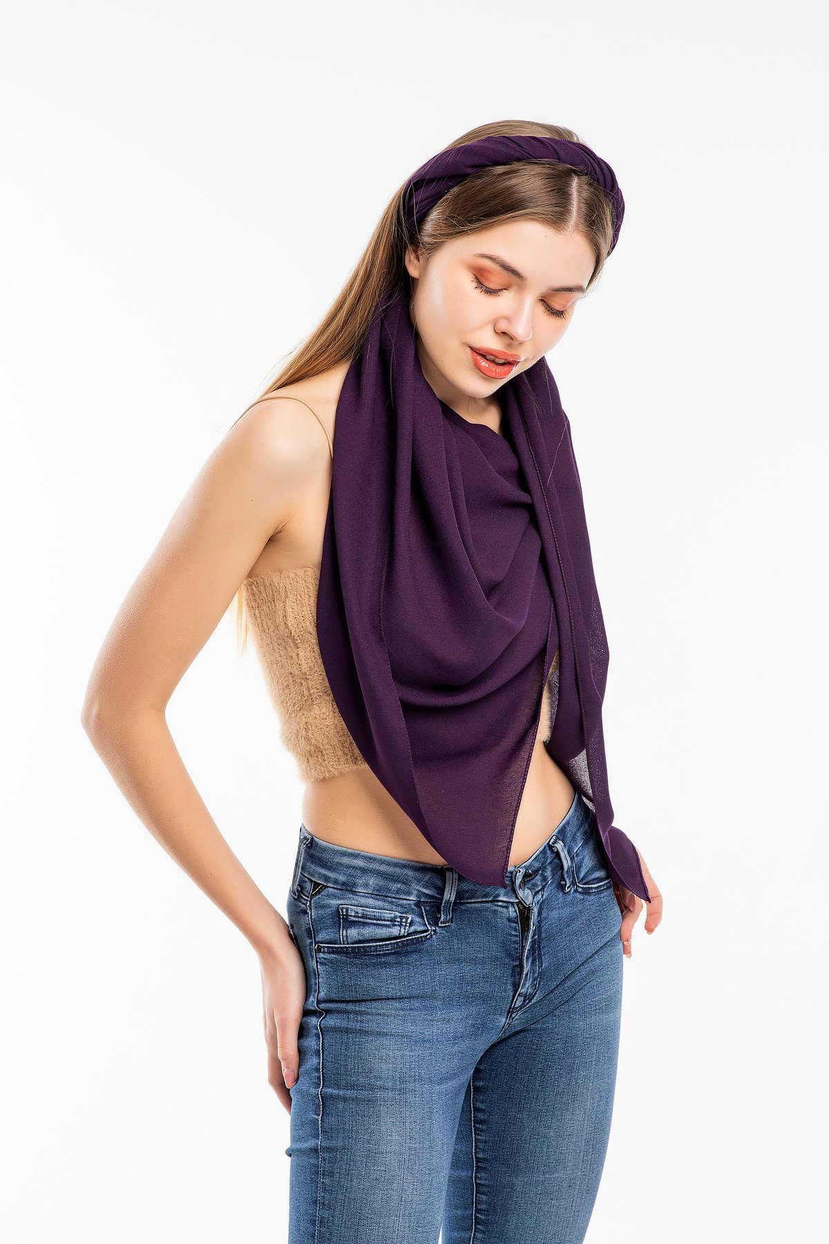 ŞALDüz Desen Lome Seri Şal Askısı ile Birlikte 75x200 cm