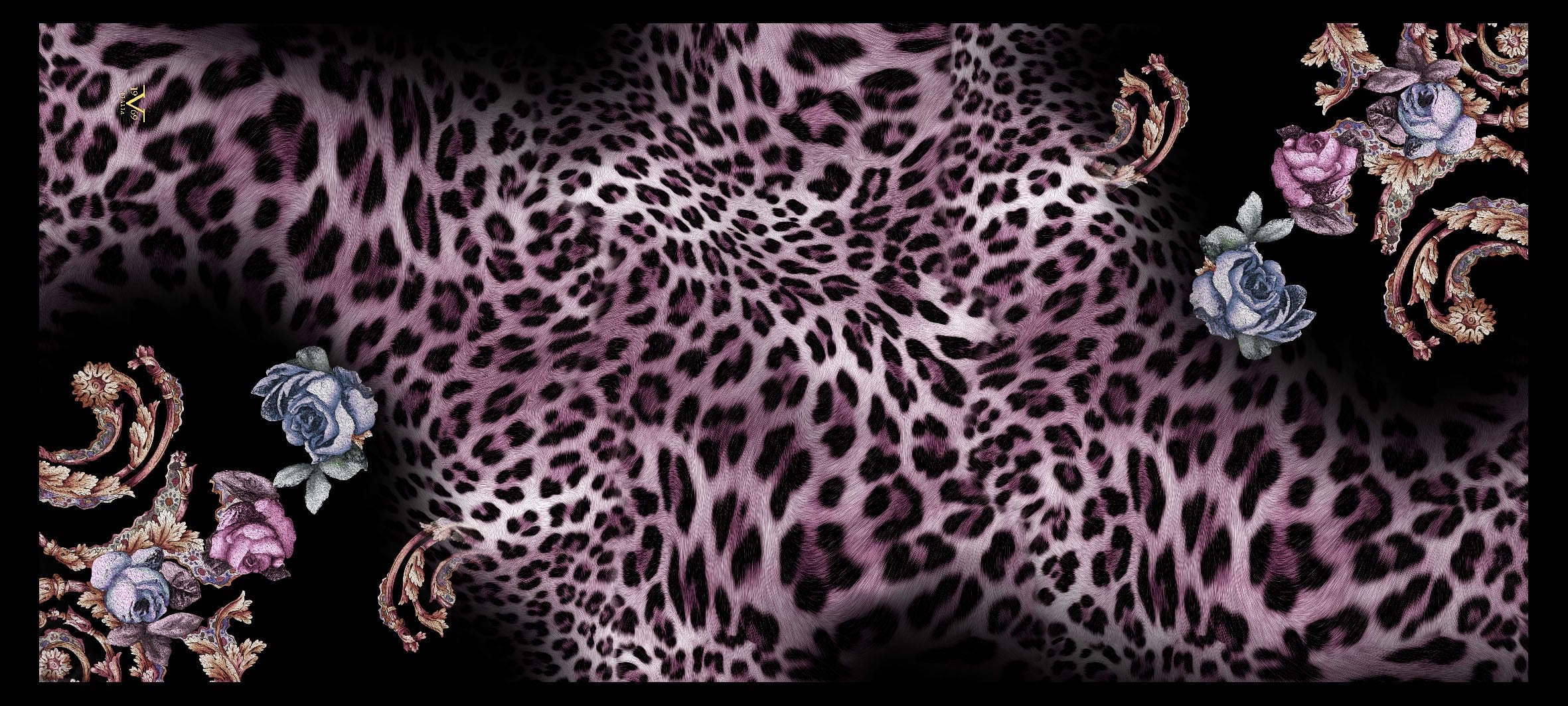 ŞALLeopar Çiçekli Desen Modal Seri Şal Askısı ile Birlikte 75X200 cm