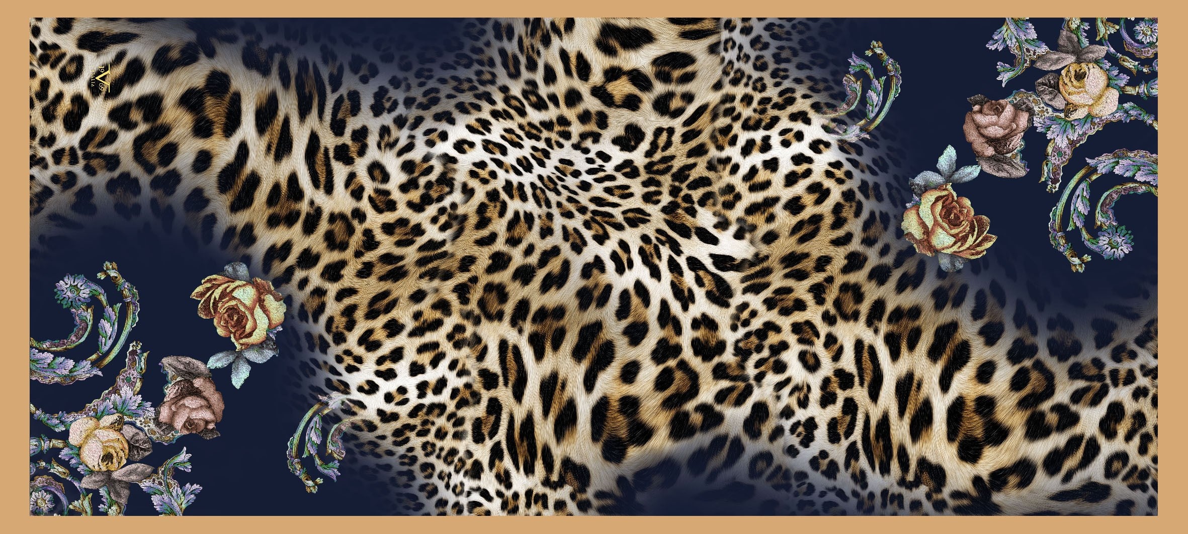ŞALLeopar Çiçekli Desen Modal Seri Şal Askısı ile Birlikte 75X200 cm