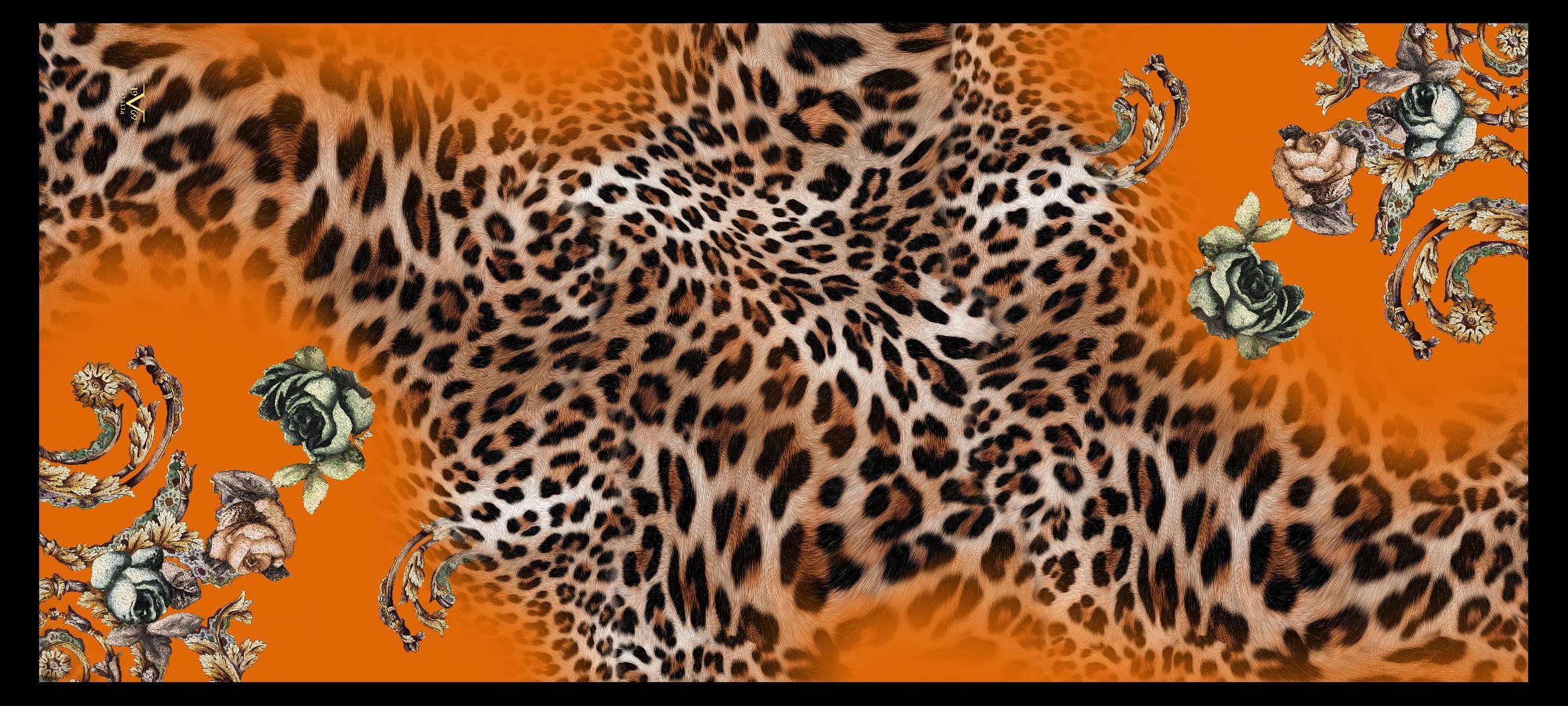 ŞALLeopar Çiçekli Desen Modal Seri Şal Askısı ile Birlikte 75X200 cm