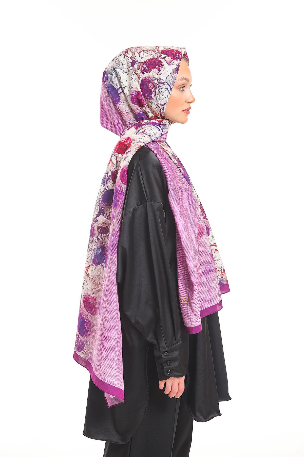 Çiçekli Desen Elegante Seri Viscon Şal Askısı İle Birlikte 75x200 cm