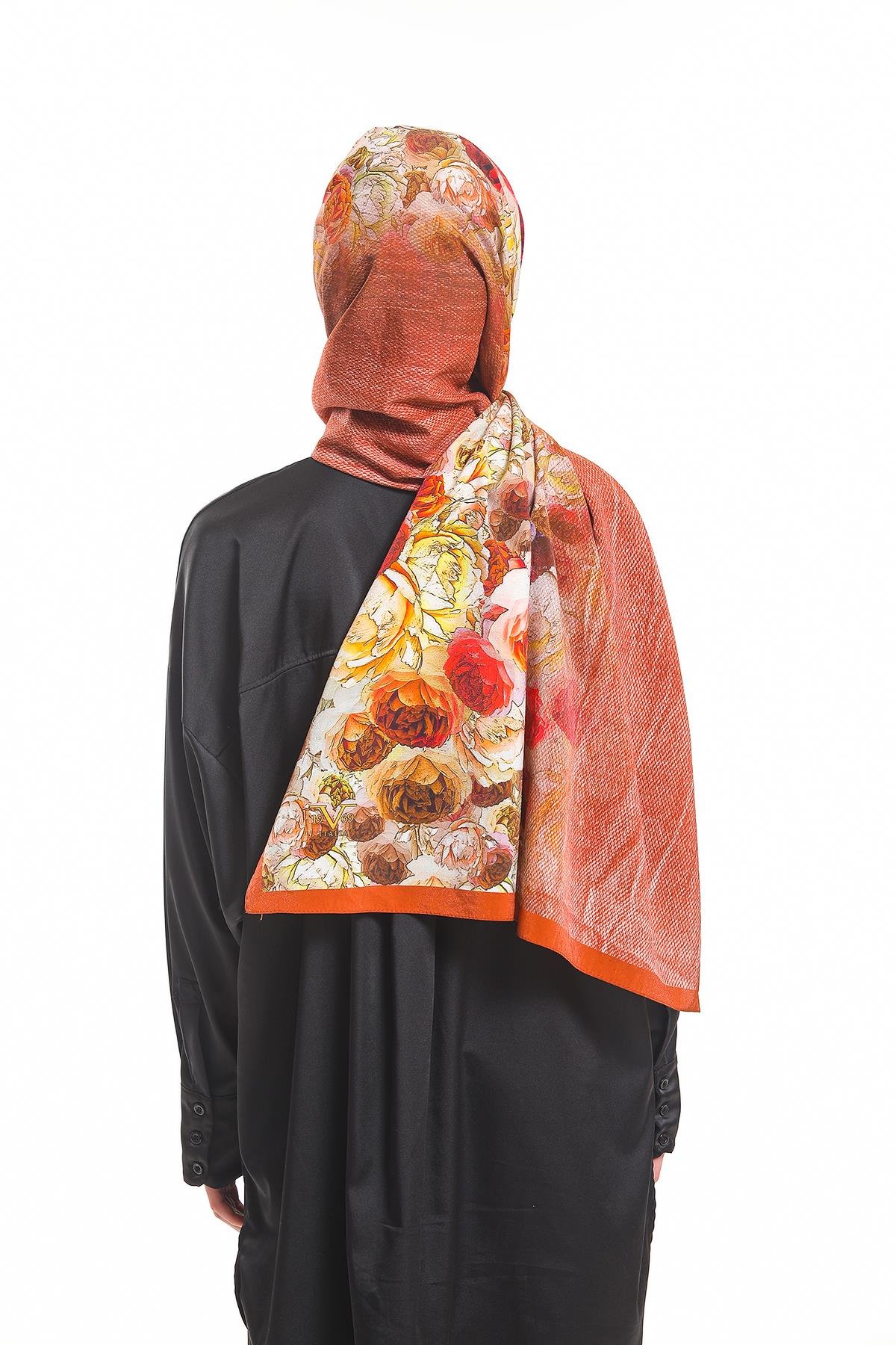 Çiçekli Desen Elegante Seri Viscon Şal Askısı İle Birlikte 75x200 cm