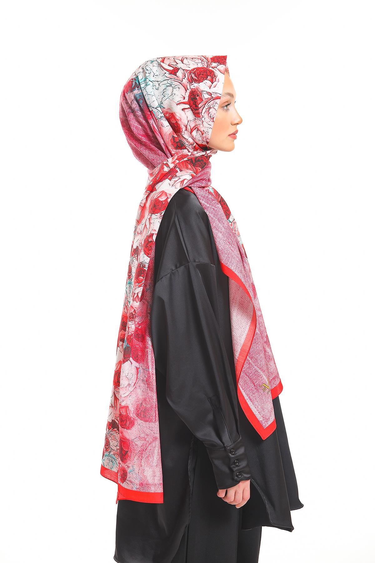 Çiçekli Desen Elegante Seri Viscon Şal Askısı İle Birlikte 75x200 cm
