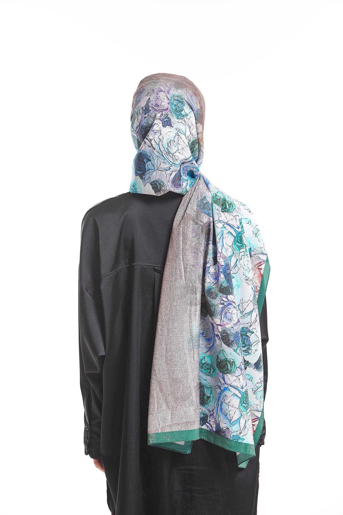 Çiçekli Desen Elegante Seri Viscon Şal Askısı İle Birlikte 75x200 cm