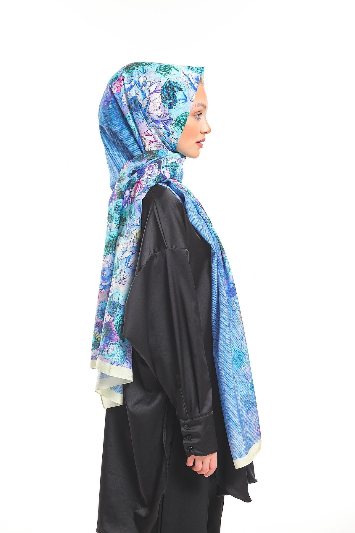 Çiçekli Desen Elegante Seri Viscon Şal Askısı İle Birlikte 75x200 cm