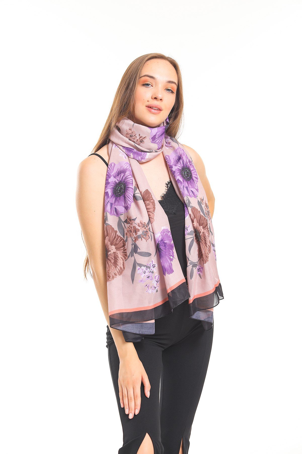 PAVIA ŞALÇiçekli Desen Pavia Seri Şal Askısı İle Birlikte 90x200 cm