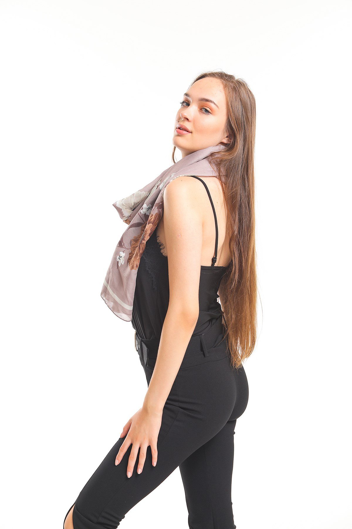 PAVIA ŞALÇiçekli Desen Pavia Seri Şal Askısı İle Birlikte 90x200 cm