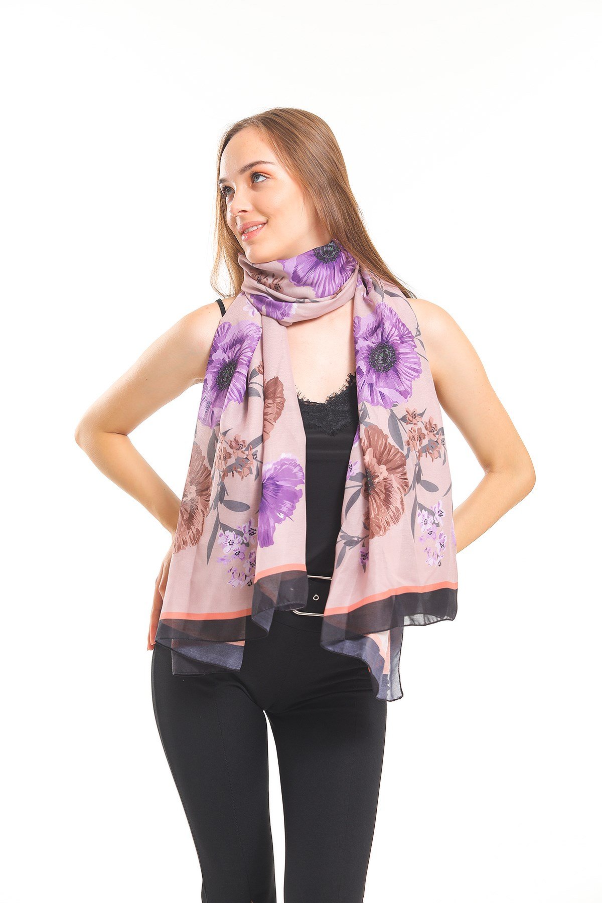 PAVIA ŞALÇiçekli Desen Pavia Seri Şal Askısı İle Birlikte 90x200 cm