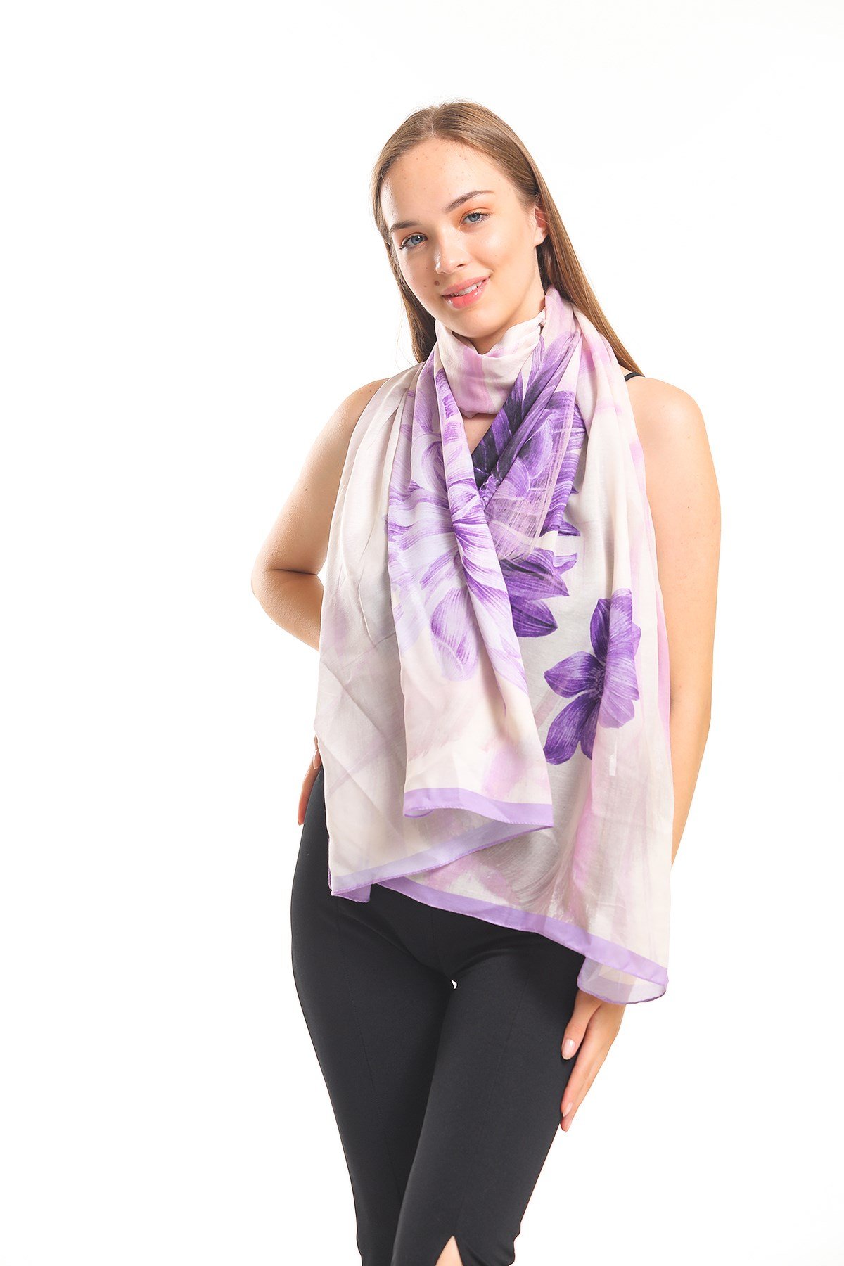 PAVIA ŞALGeometrik Çiçekli Desen Pavia Seri Şal Askısı İle Birlikte 90x200 cm