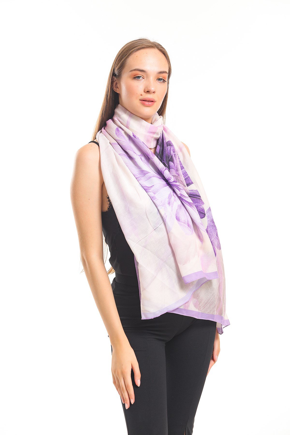 PAVIA ŞALGeometrik Çiçekli Desen Pavia Seri Şal Askısı İle Birlikte 90x200 cm