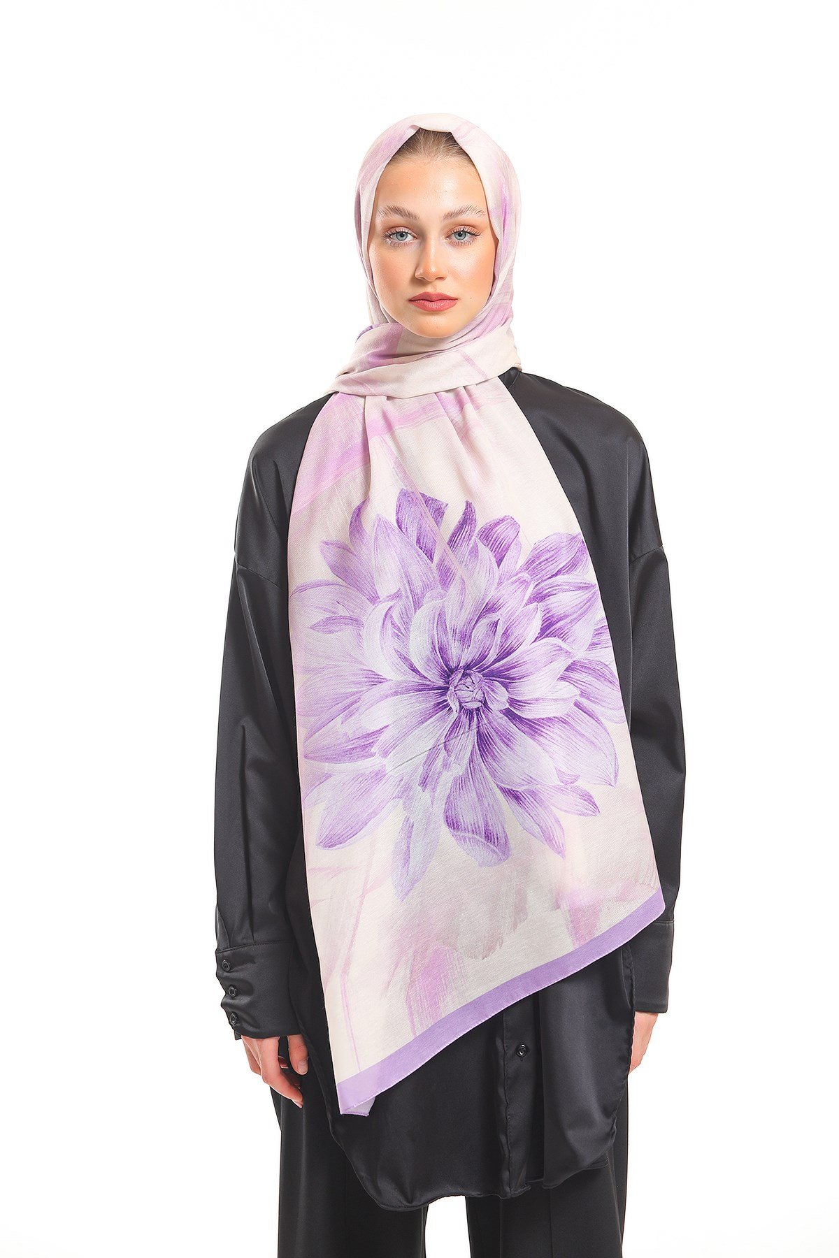 PAVIA ŞALGeometrik Çiçekli Desen Pavia Seri Şal Askısı İle Birlikte 90x200 cm