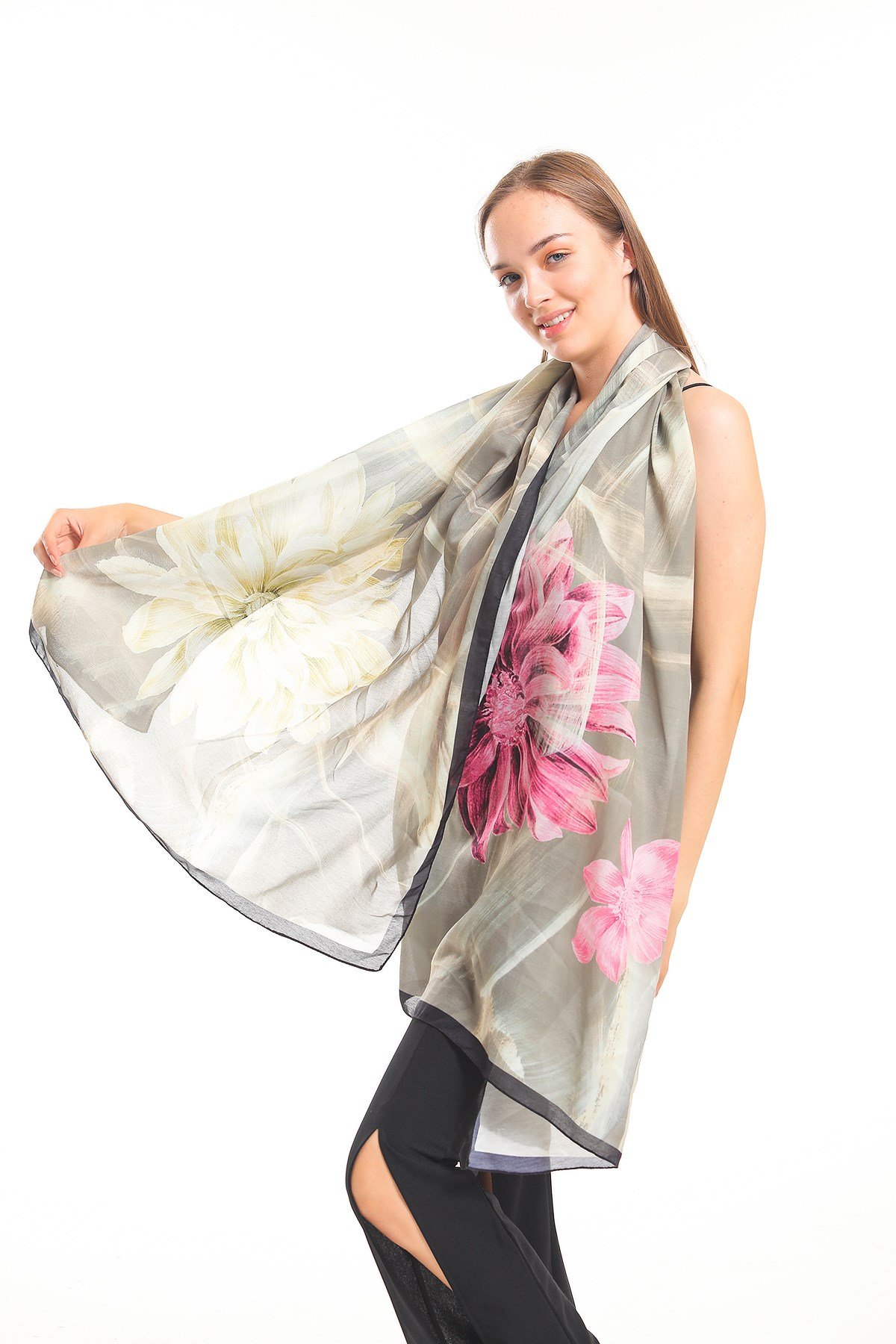 PAVIA ŞALGeometrik Çiçekli Desen Pavia Seri Şal Askısı İle Birlikte 90x200 cm
