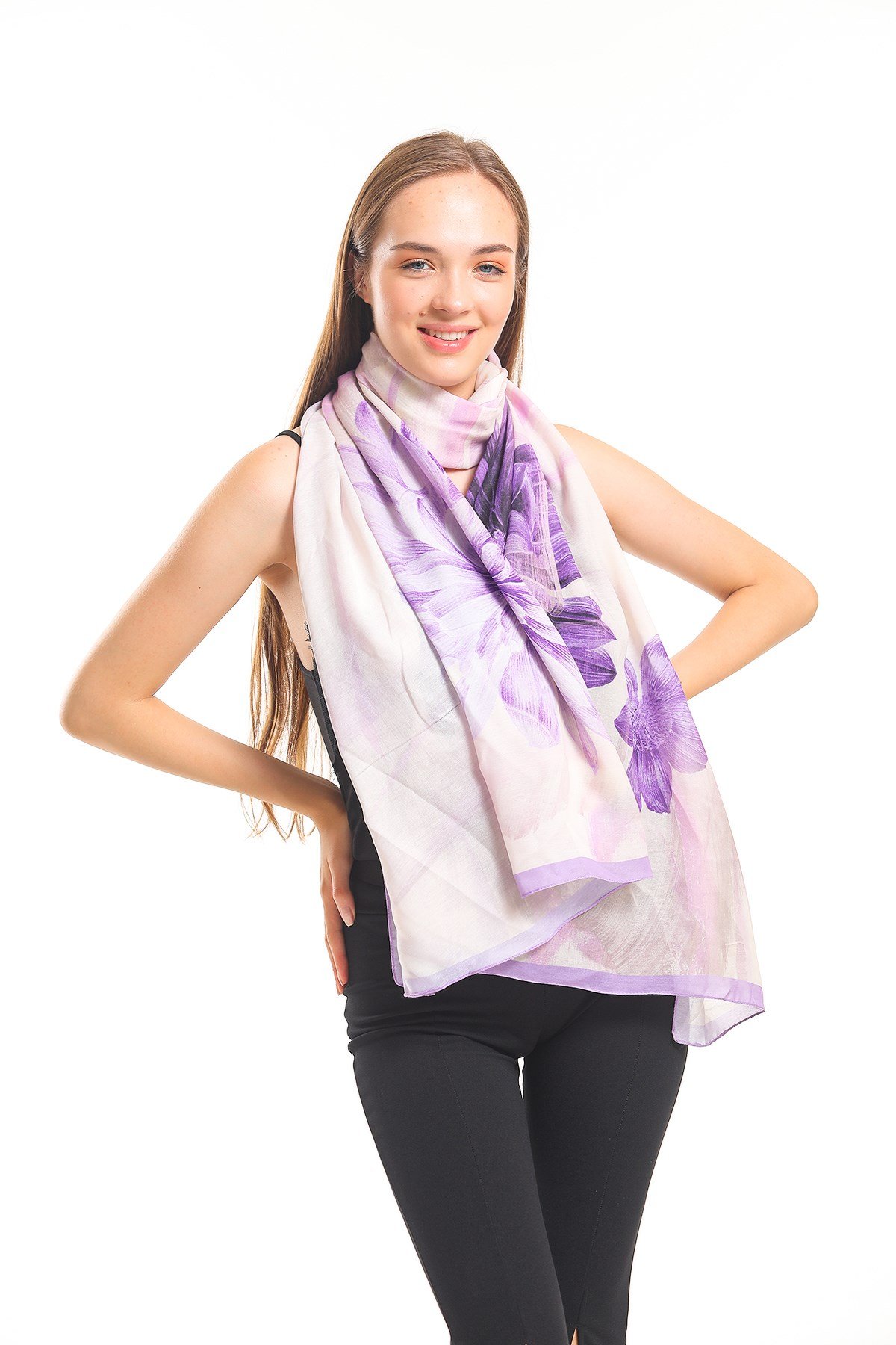 PAVIA ŞALGeometrik Çiçekli Desen Pavia Seri Şal Askısı İle Birlikte 90x200 cm