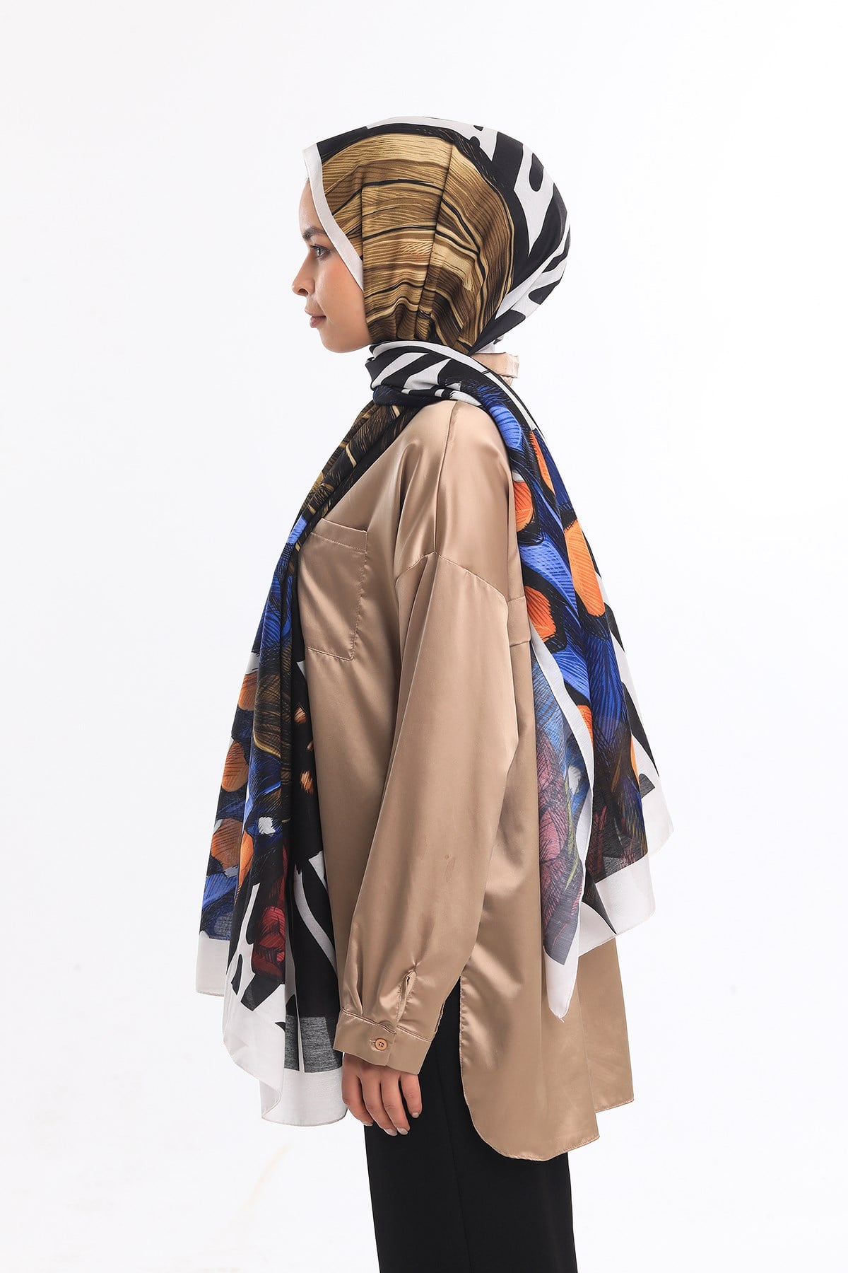 PAVIA ŞALKelebek Desen Pavia Seri Şal Eşarp Askısı ile Birlikte 75X200 cm
