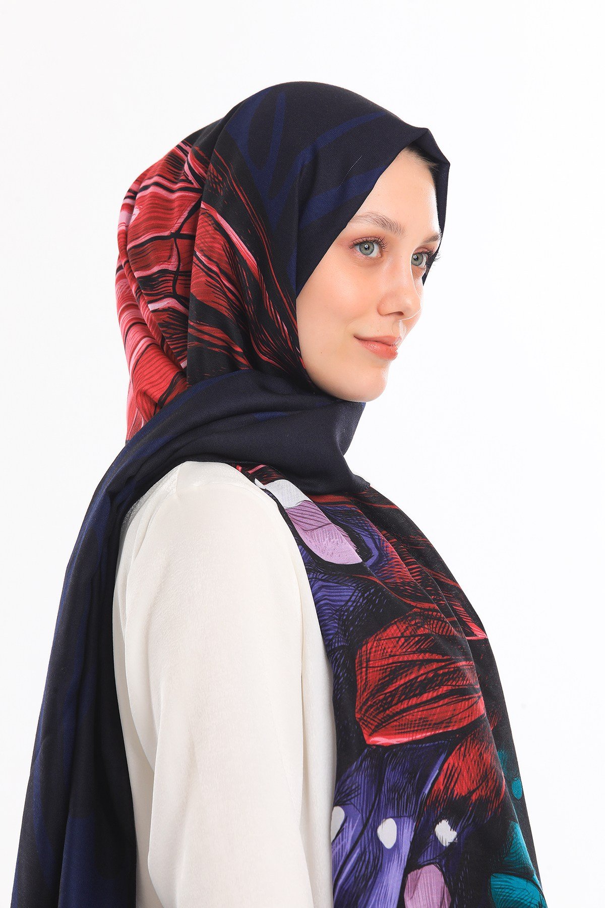 PAVIA ŞALKelebek Desen Pavia Seri Şal Eşarp Askısı ile Birlikte 75X200 cm