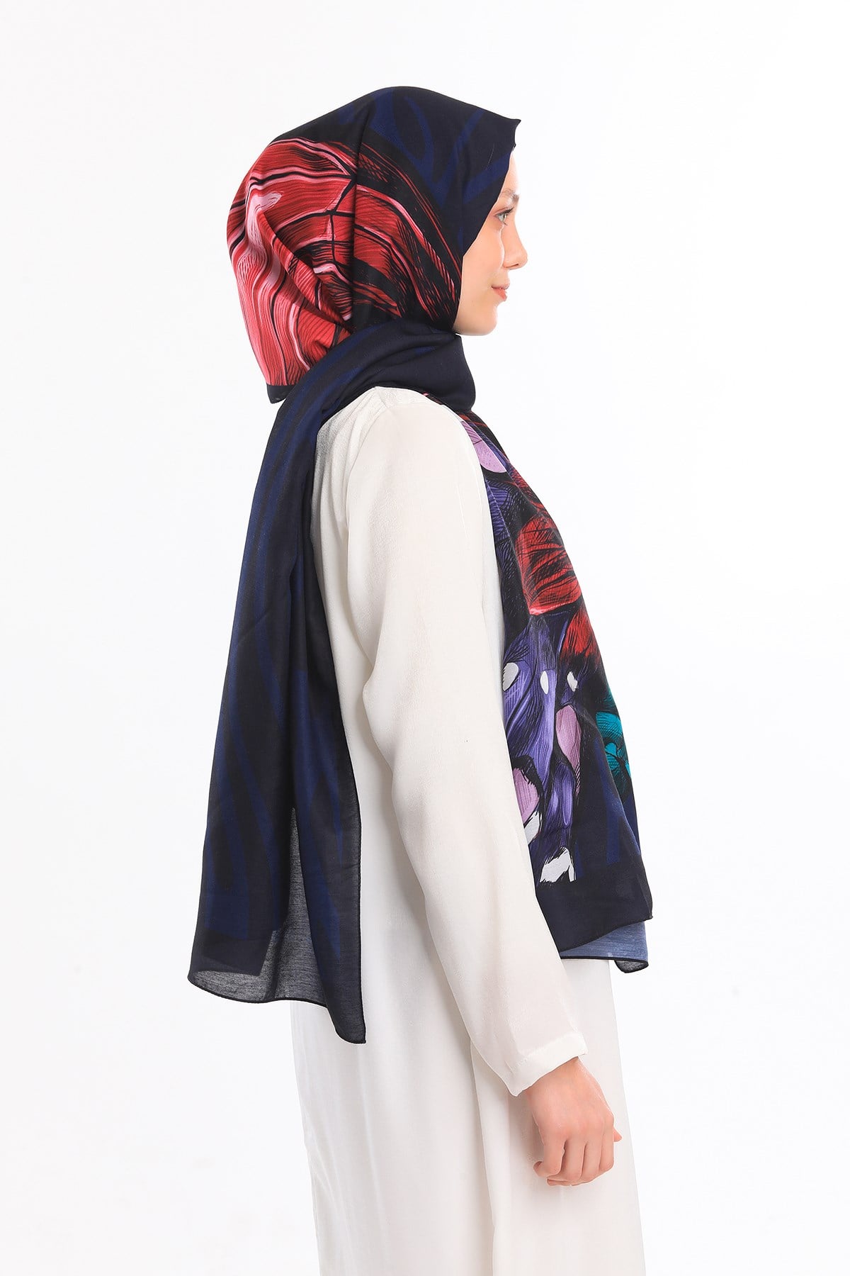 PAVIA ŞALKelebek Desen Pavia Seri Şal Eşarp Askısı ile Birlikte 75X200 cm