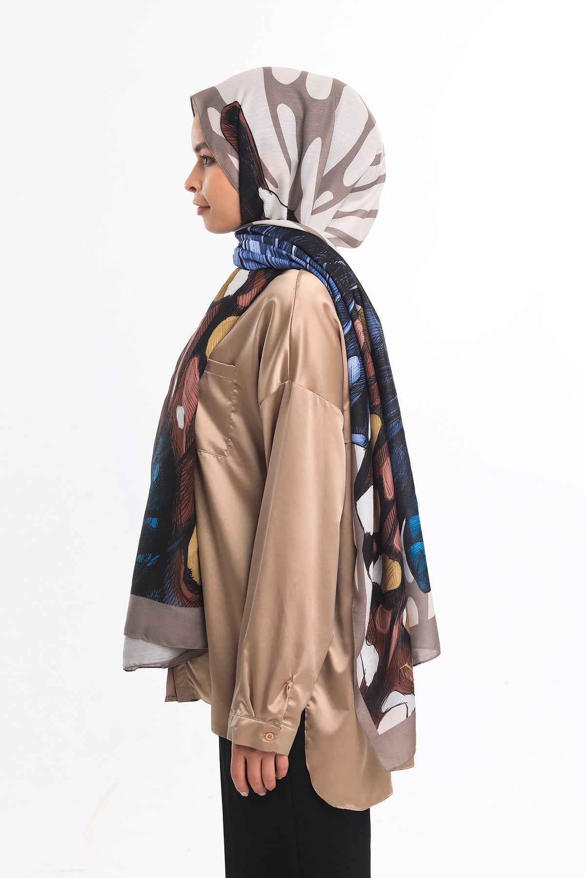 PAVIA ŞALKelebek Desen Pavia Seri Şal Eşarp Askısı ile Birlikte 75X200 cm