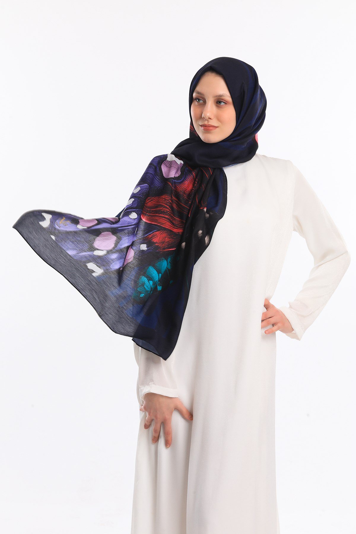 PAVIA ŞALKelebek Desen Pavia Seri Şal Eşarp Askısı ile Birlikte 75X200 cm
