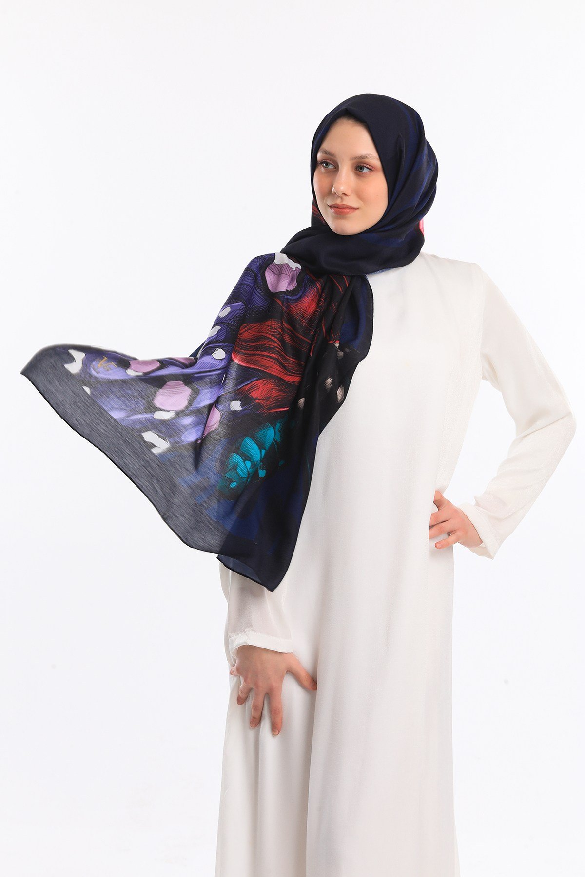PAVIA ŞALKelebek Desen Pavia Seri Şal Eşarp Askısı ile Birlikte 75X200 cm