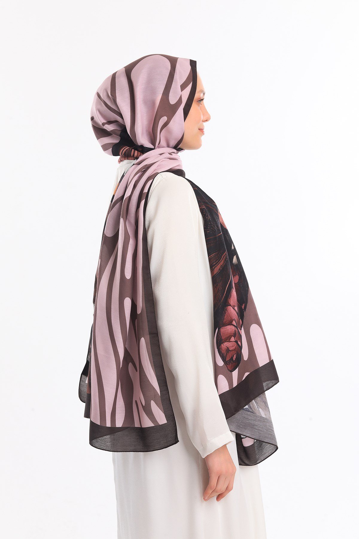 PAVIA ŞALKelebek Desen Pavia Seri Şal Eşarp Askısı ile Birlikte 75X200 cm