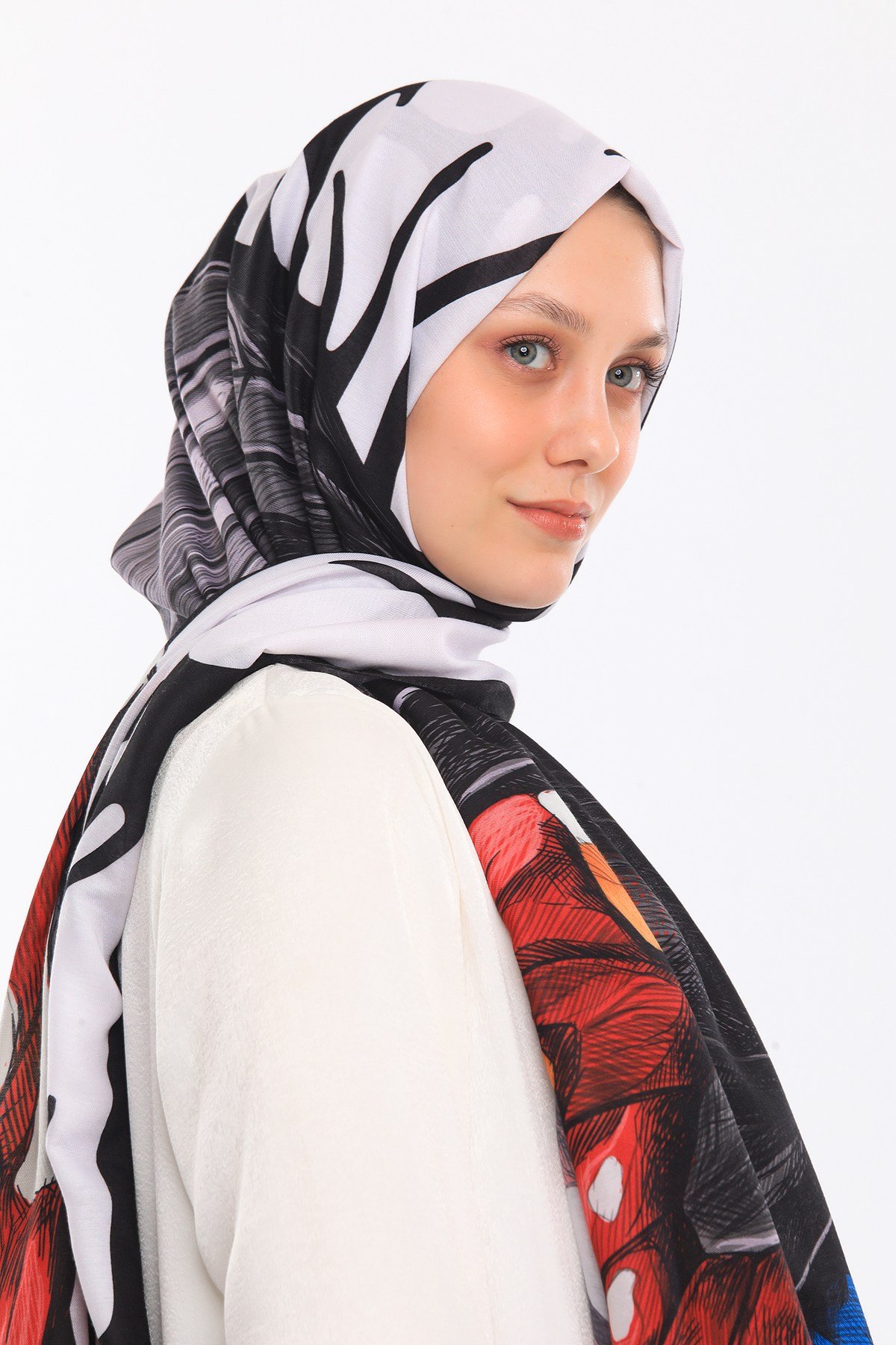 PAVIA ŞALKelebek Desen Pavia Seri Şal Eşarp Askısı ile Birlikte 75X200 cm