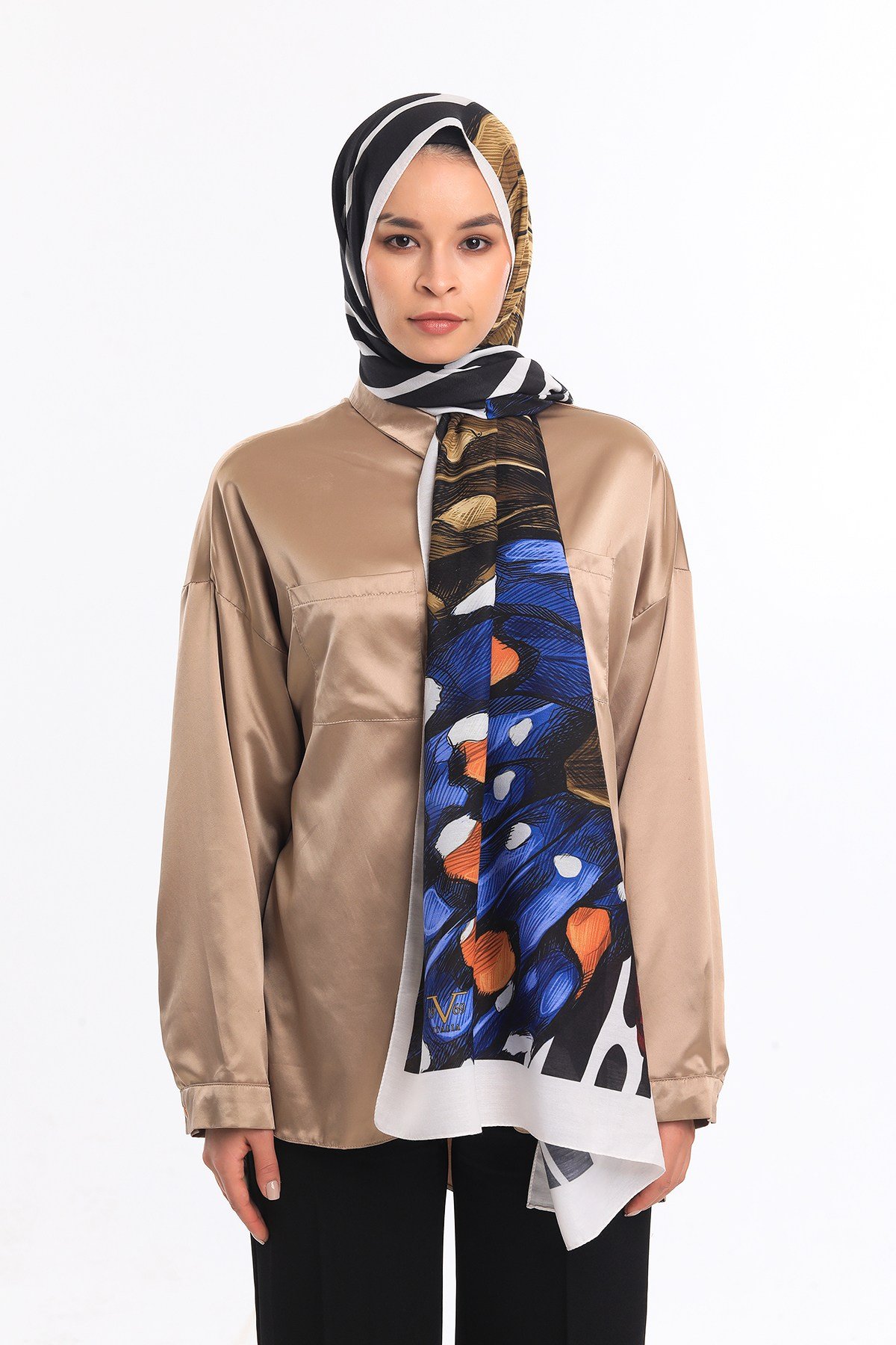 PAVIA ŞALKelebek Desen Pavia Seri Şal Eşarp Askısı ile Birlikte 75X200 cm
