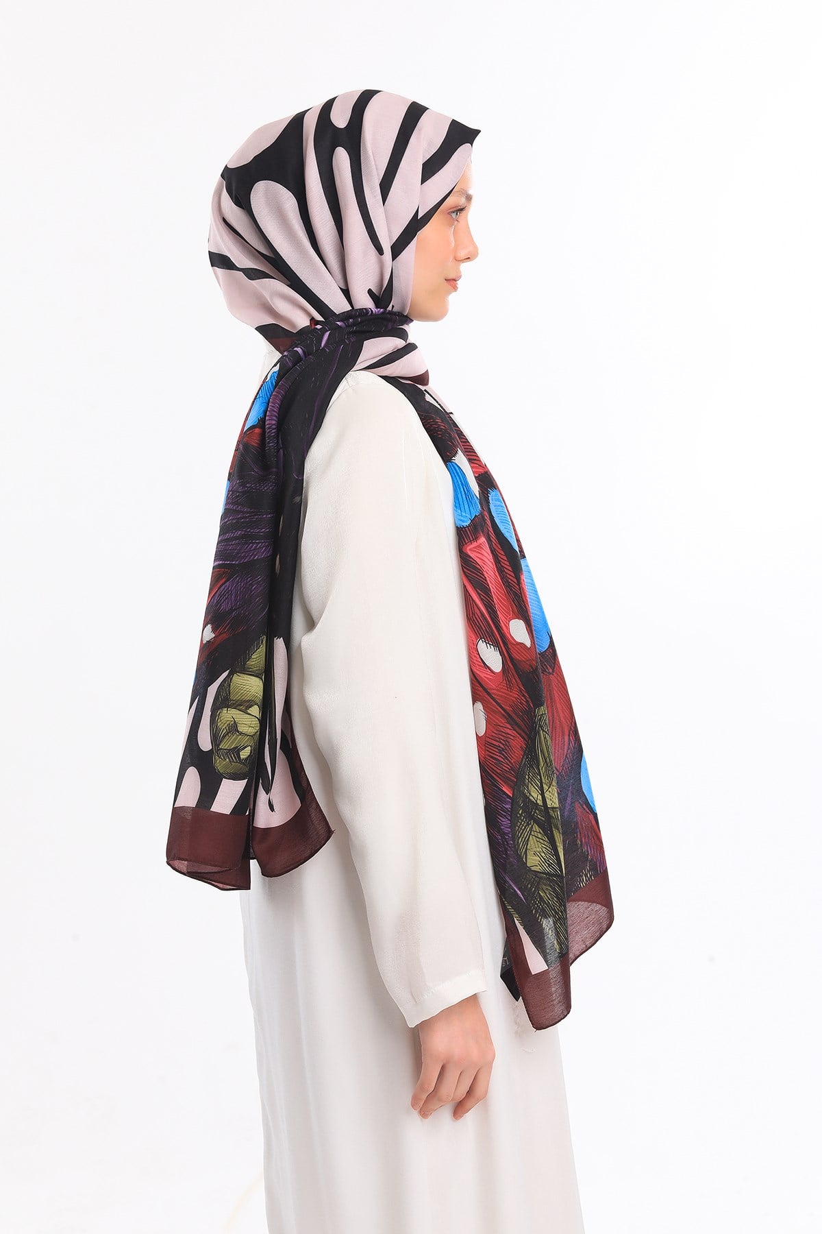 PAVIA ŞALKelebek Desen Pavia Seri Şal Eşarp Askısı ile Birlikte 75X200 cm