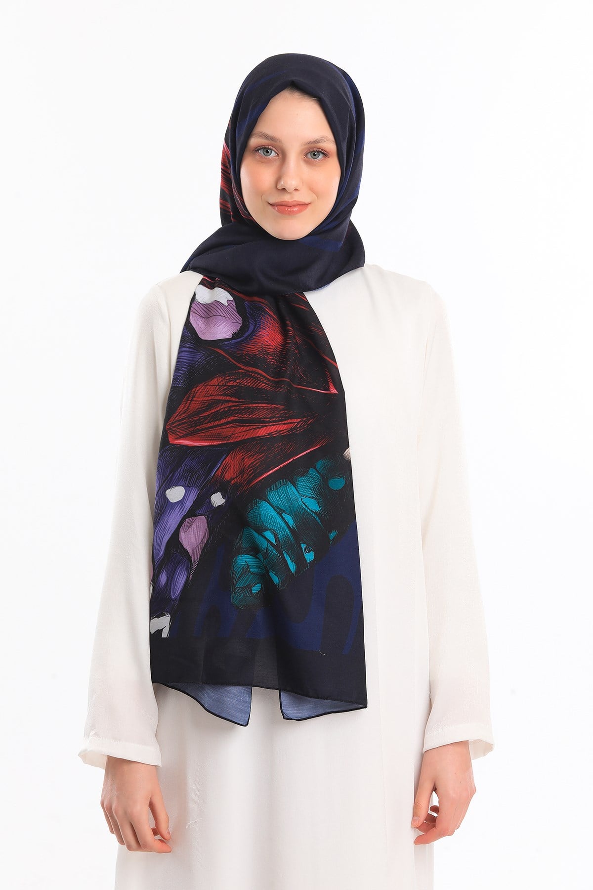 PAVIA ŞALKelebek Desen Pavia Seri Şal Eşarp Askısı ile Birlikte 75X200 cm