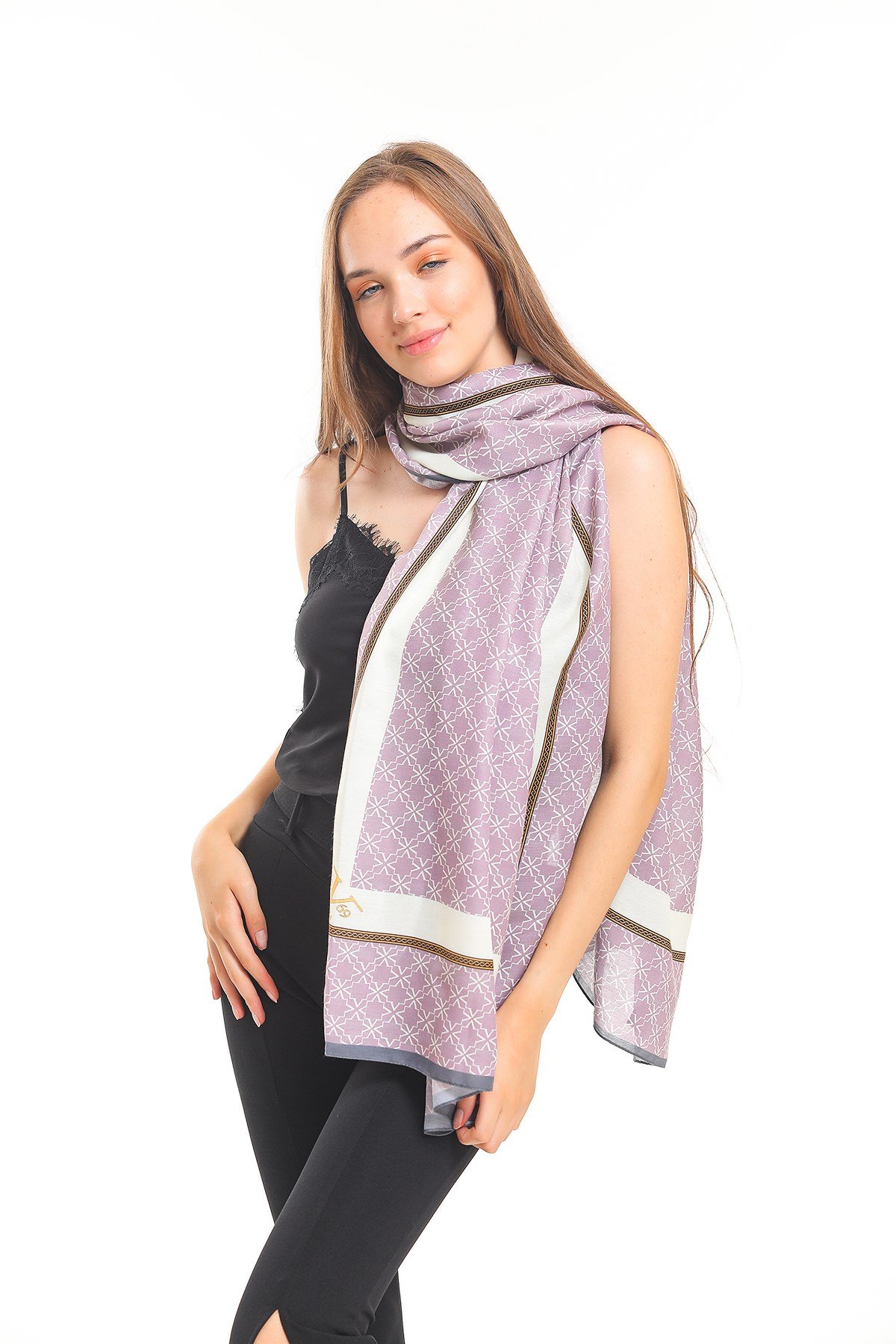 PAVIA ŞALGeometrik Desen Pavia Seri Şal Askısı ile Birlikte 75X200 cm