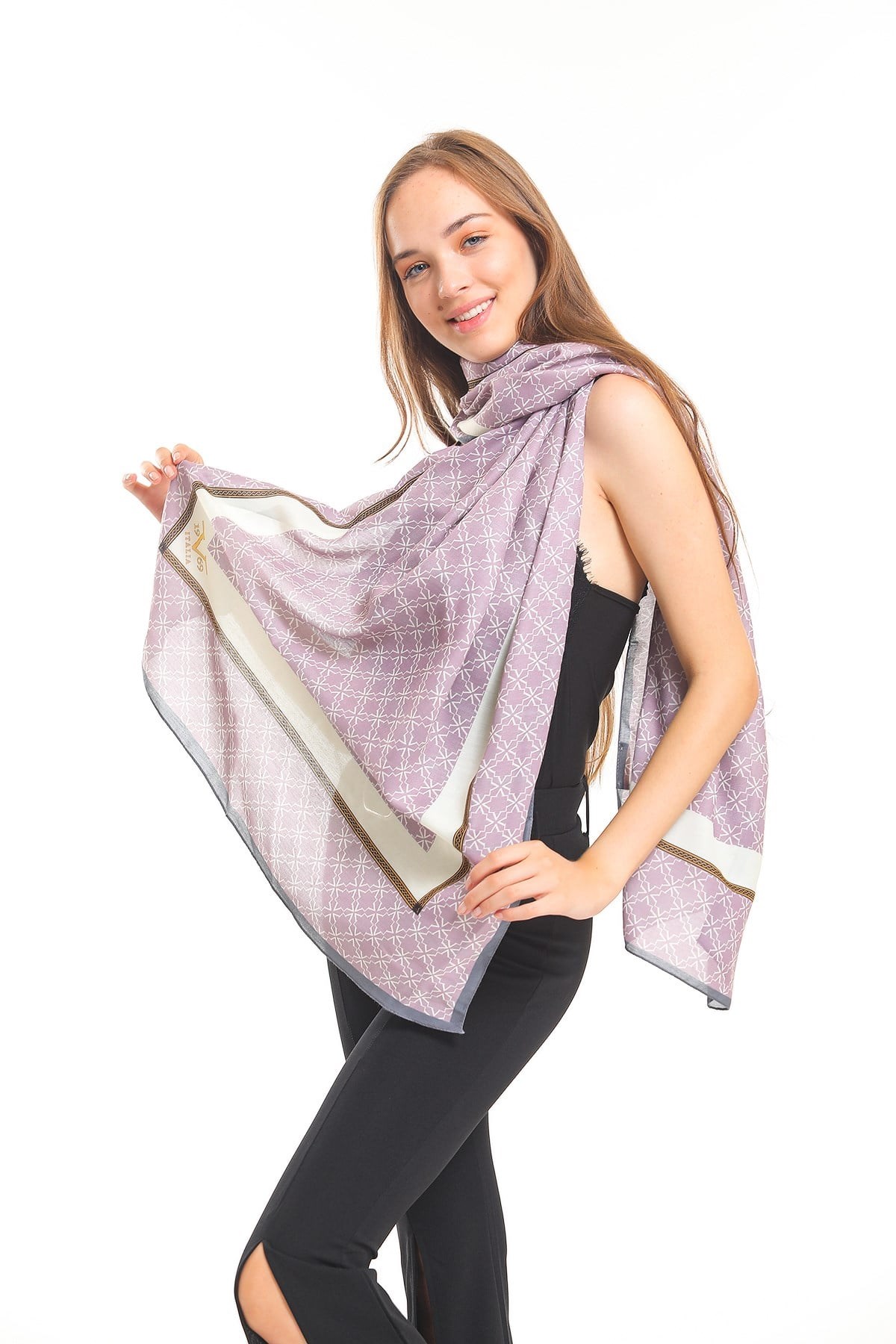 PAVIA ŞALGeometrik Desen Pavia Seri Şal Askısı ile Birlikte 75X200 cm