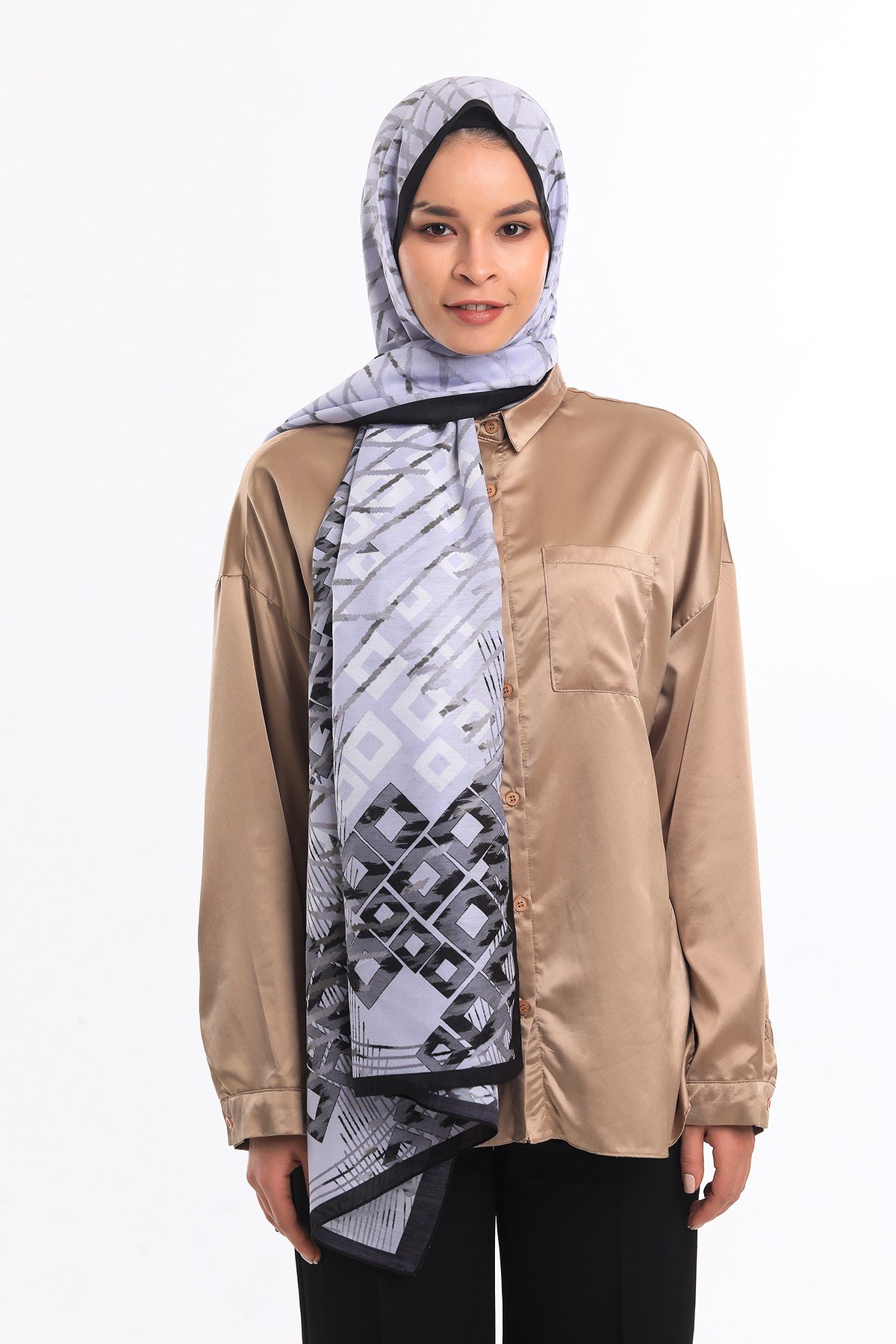PAVIA ŞALGeometrik Desen Pavia Seri Şal Askısı ile Birlikte 75X200 cm
