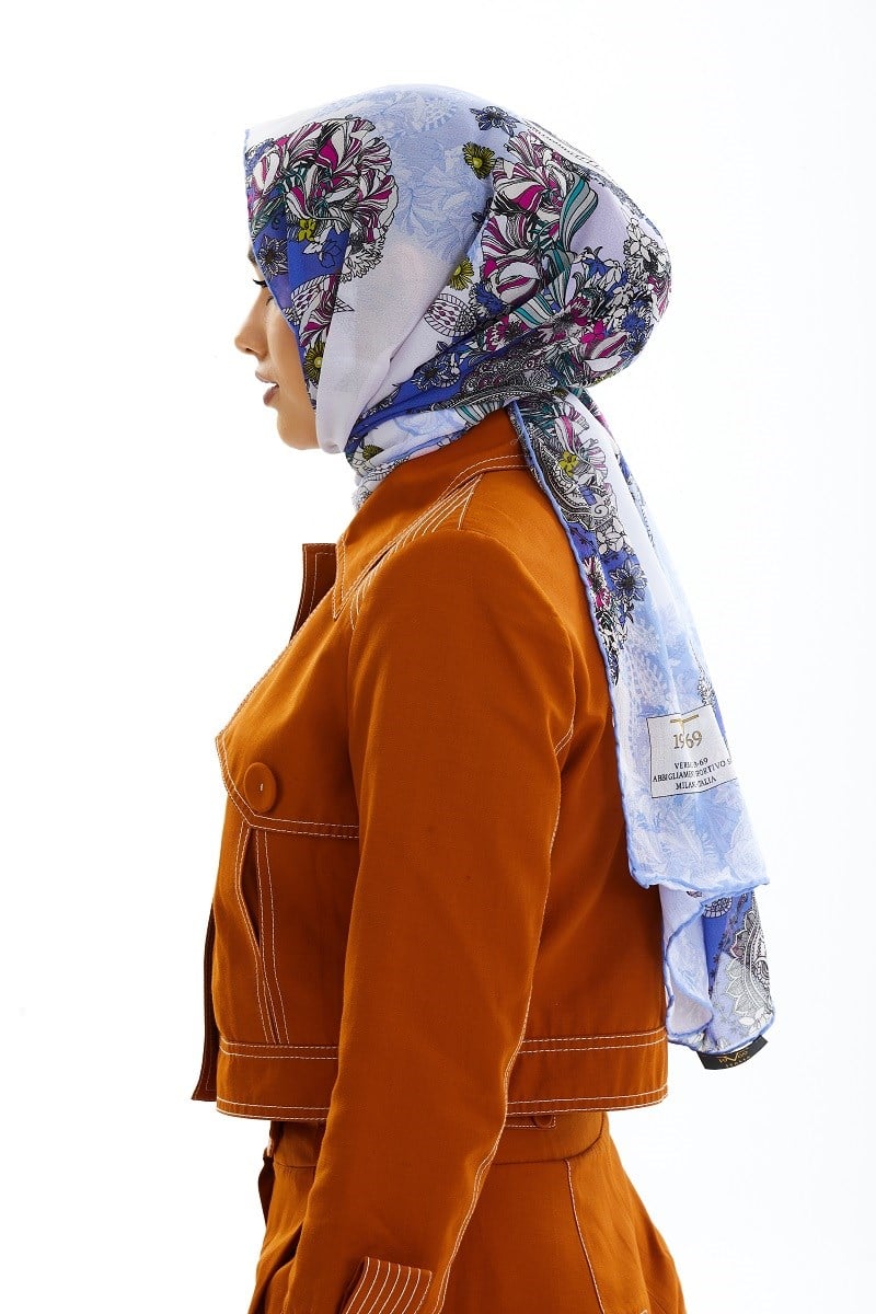 ŞALEtro Desen İtalyan Şifon Eşarp Askısı ile Birlikte 75x200 cm
