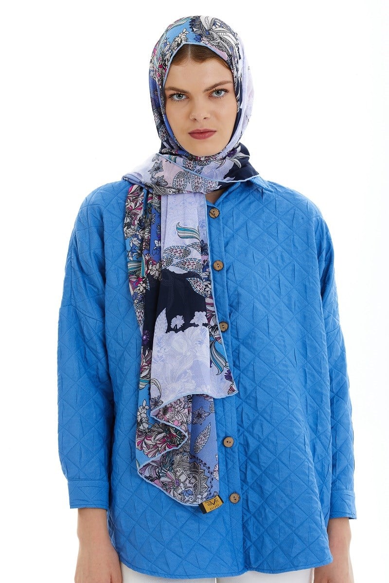 ŞALEtro Desen İtalyan Şifon Eşarp Askısı ile Birlikte 75x200 cm