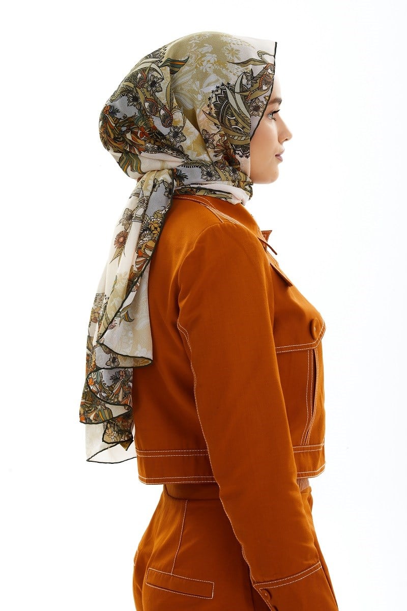 ŞALEtro Desen İtalyan Şifon Eşarp Askısı ile Birlikte 75x200 cm
