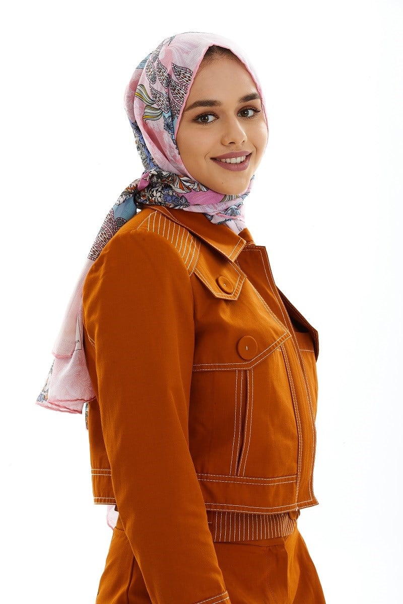 ŞALEtro Desen İtalyan Şifon Eşarp Askısı ile Birlikte 75x200 cm